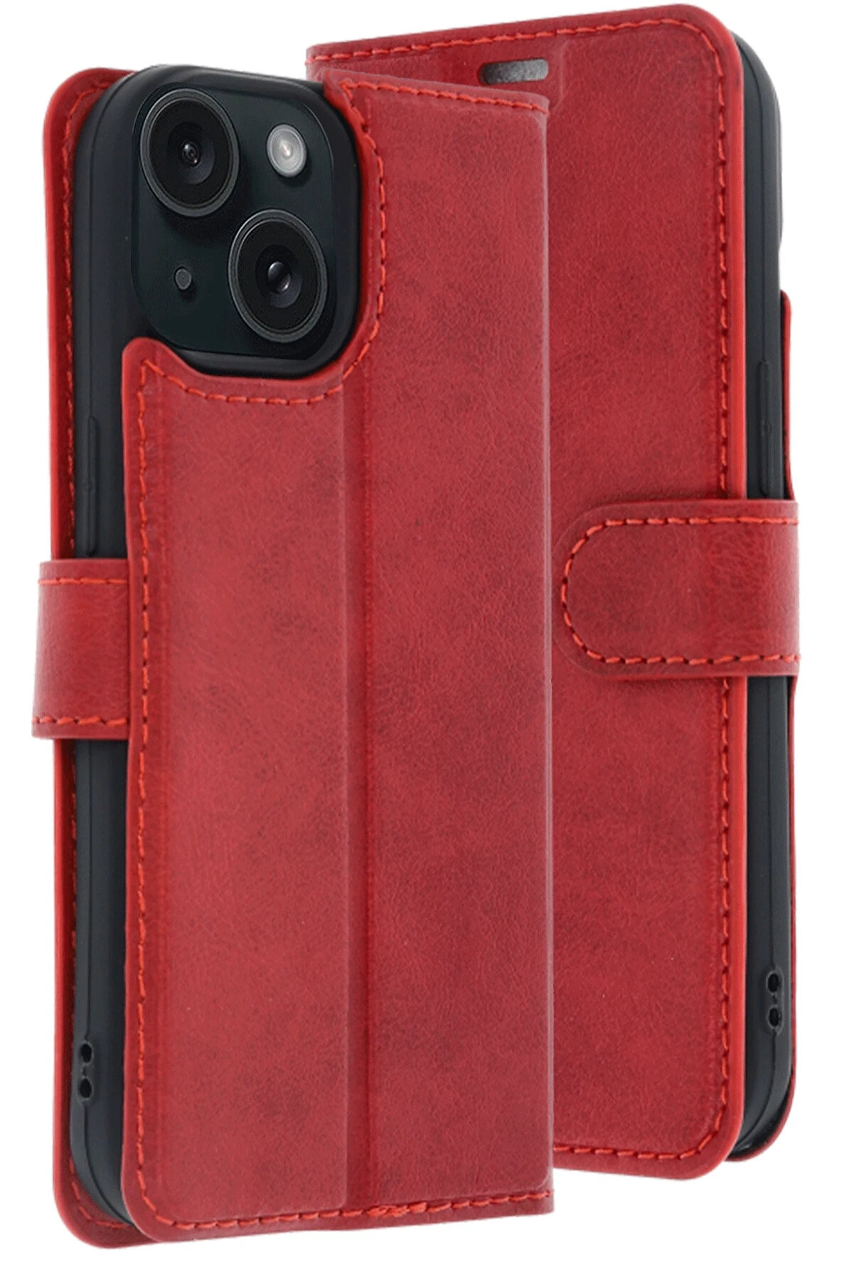 Harmonyaura Apple İphone 15 Trend S Plus Kapaklı Kılıf - Kırmızı