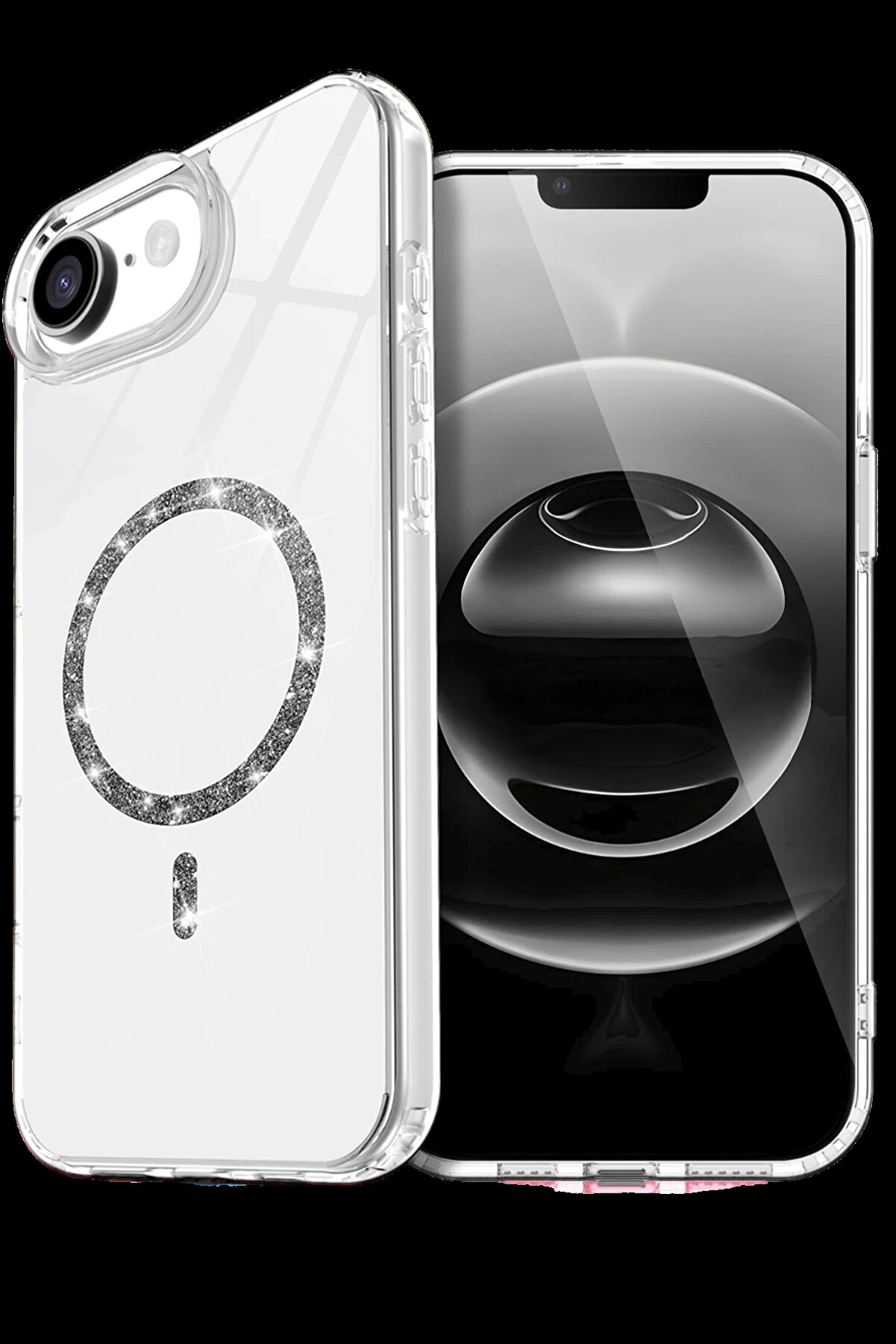 Buti̇k Harmonyaura Apple İphone 16E Li̇ve Di̇amond Magsafe Kapak - Şeffaf