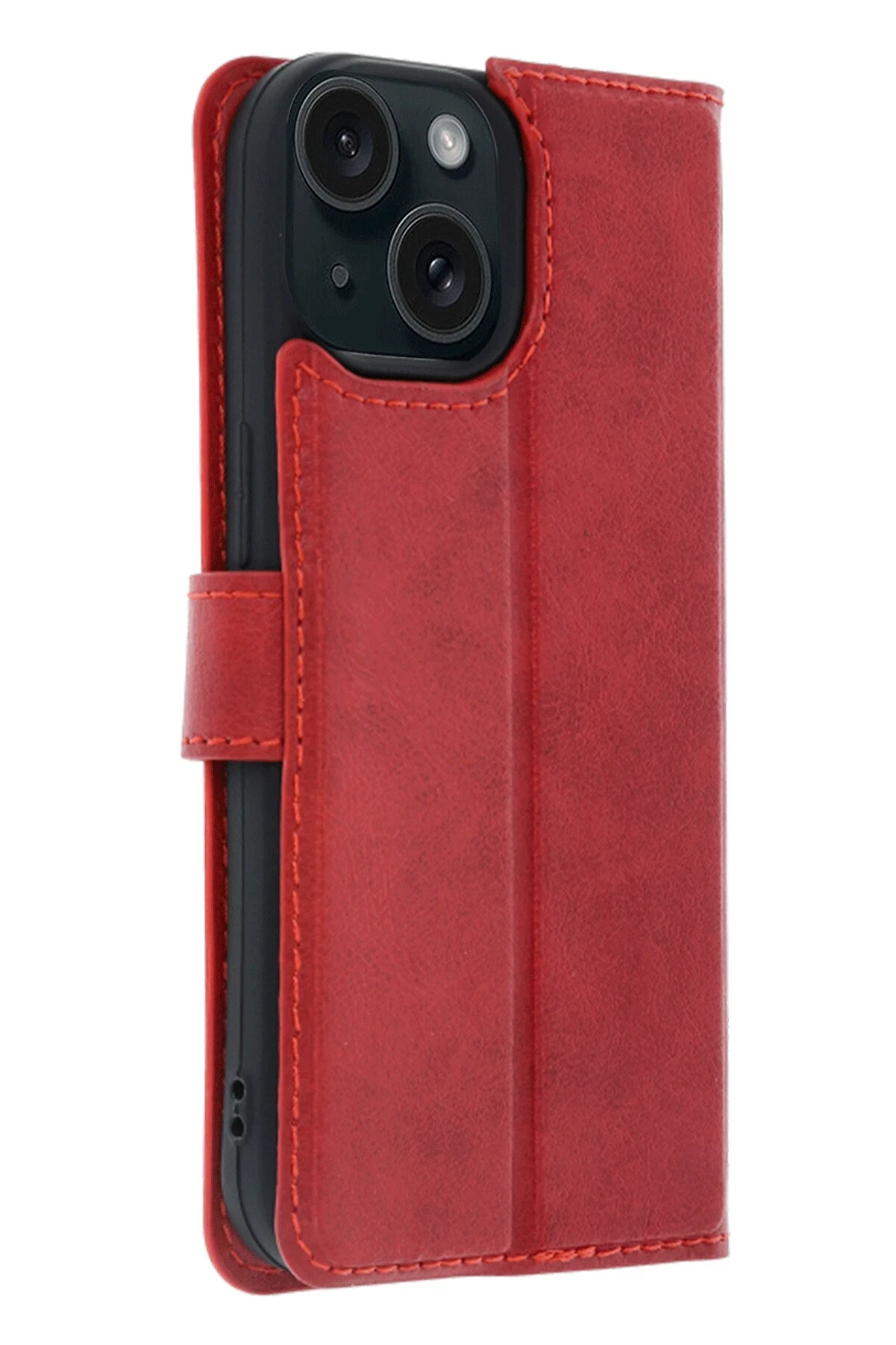 Harmonyaura Apple İphone 15 Trend S Plus Kapaklı Kılıf - Kırmızı