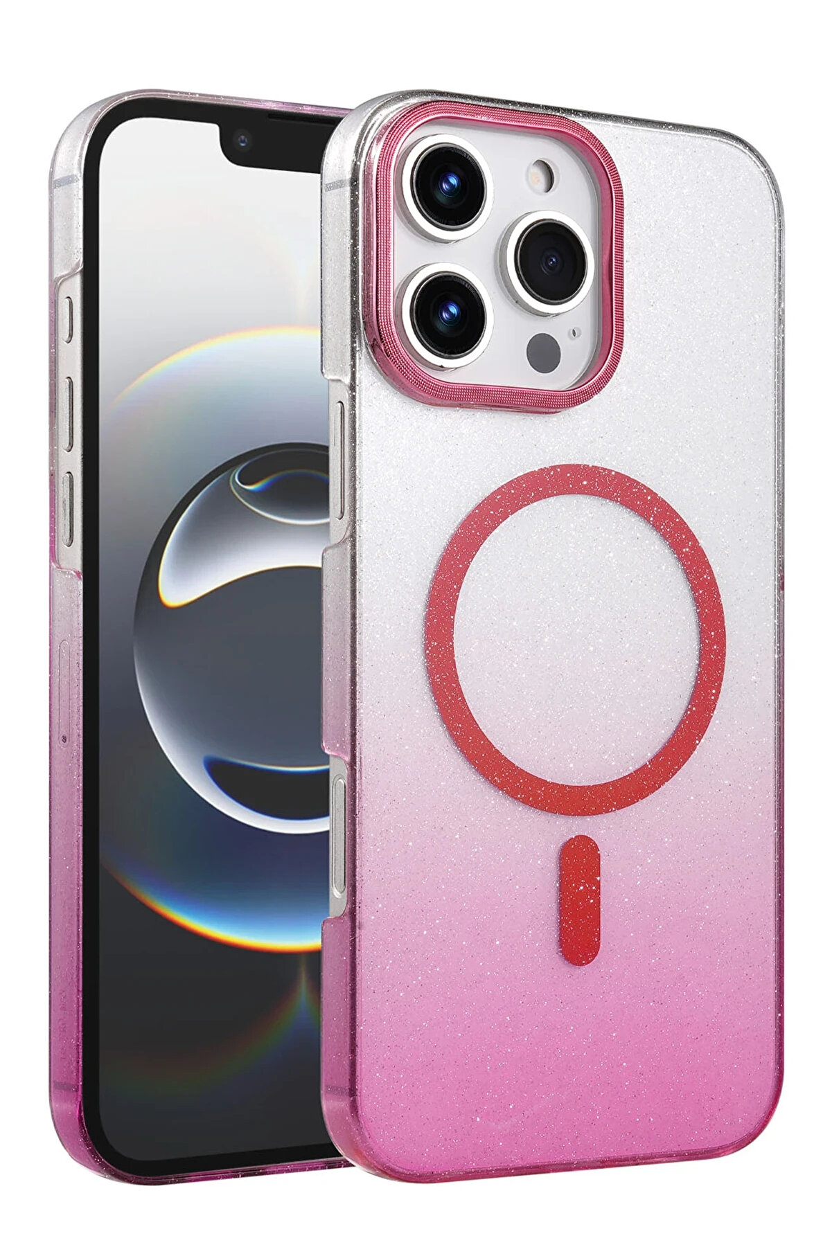 Buti̇k Harmonyaura Apple İphone 16 Pro Glossy Magsafe Kapak - Pembe