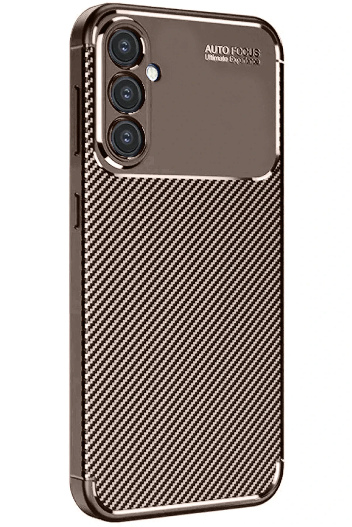 Buti̇k Harmonyaura Samsung Galaxy S24 Fe Kılıf Auto Focus Karbon Kapak - Kahverengi̇