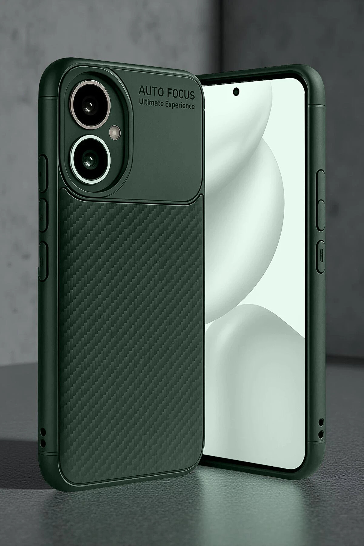 Buti̇k Harmonyaura Honor 400 Kılıf Auto Focus Karbon Kapak - Koyu Yeşi̇l