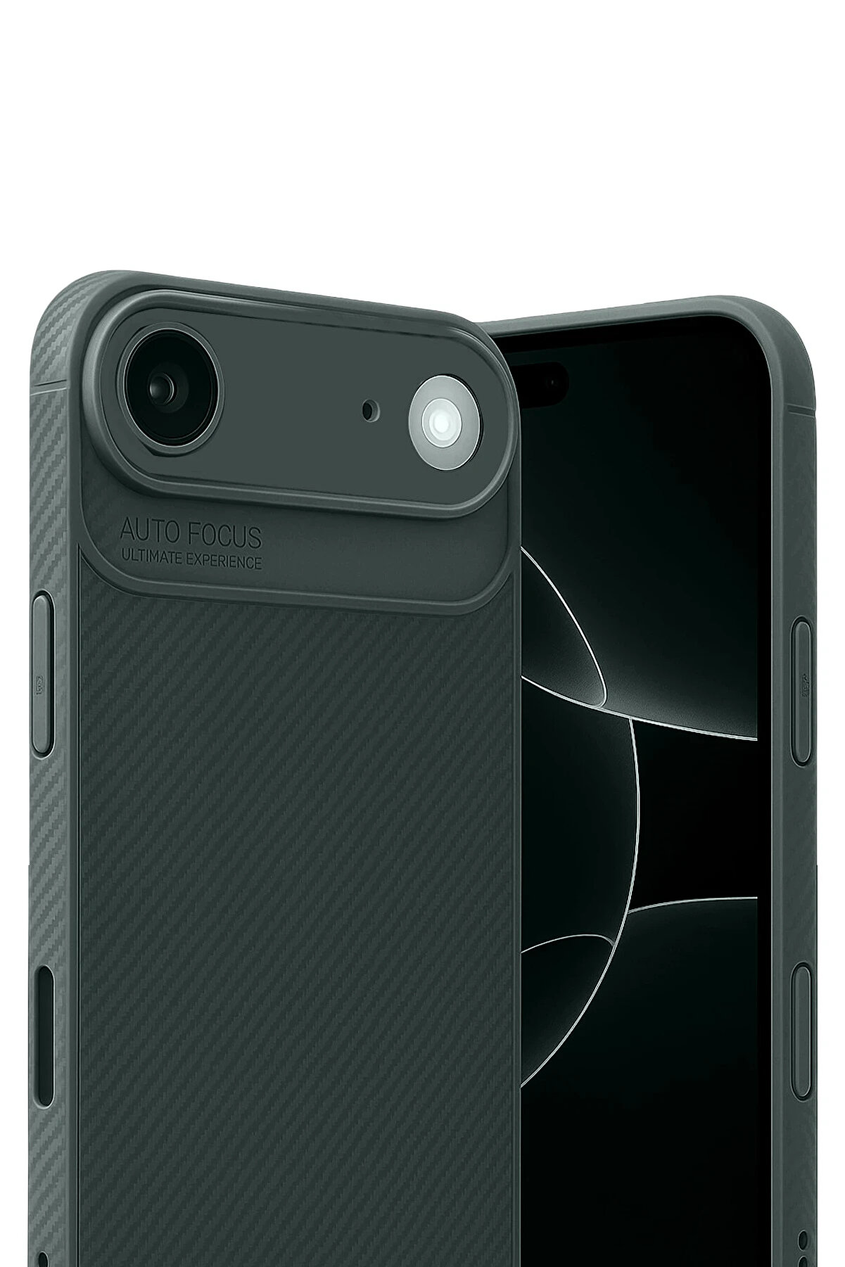 Buti̇k Harmonyaura Apple İphone 17 Ai̇r Auto Focus Karbon Kapak - Koyu Yeşi̇l