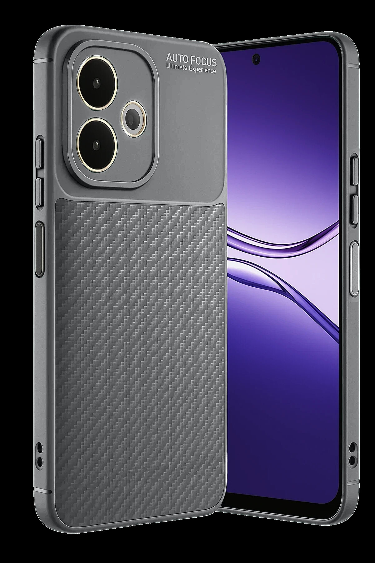 Buti̇k Harmonyaura Oppo A5 Pro 4G Kılıf Auto Focus Karbon Kapak - Gri̇