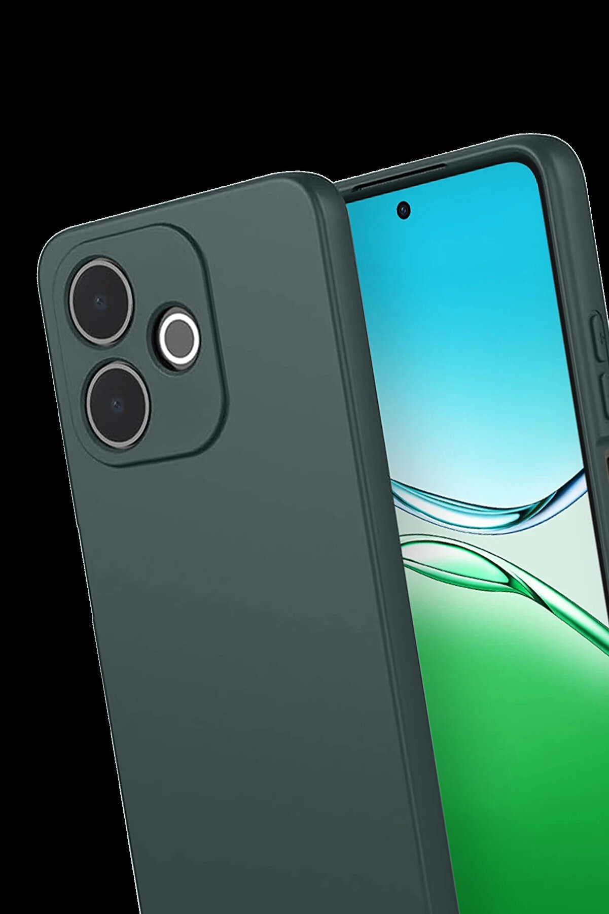 Buti̇k Harmonyaura Oppo A5 Pro 4G Fi̇rst Si̇li̇kon - Koyu Yeşi̇l