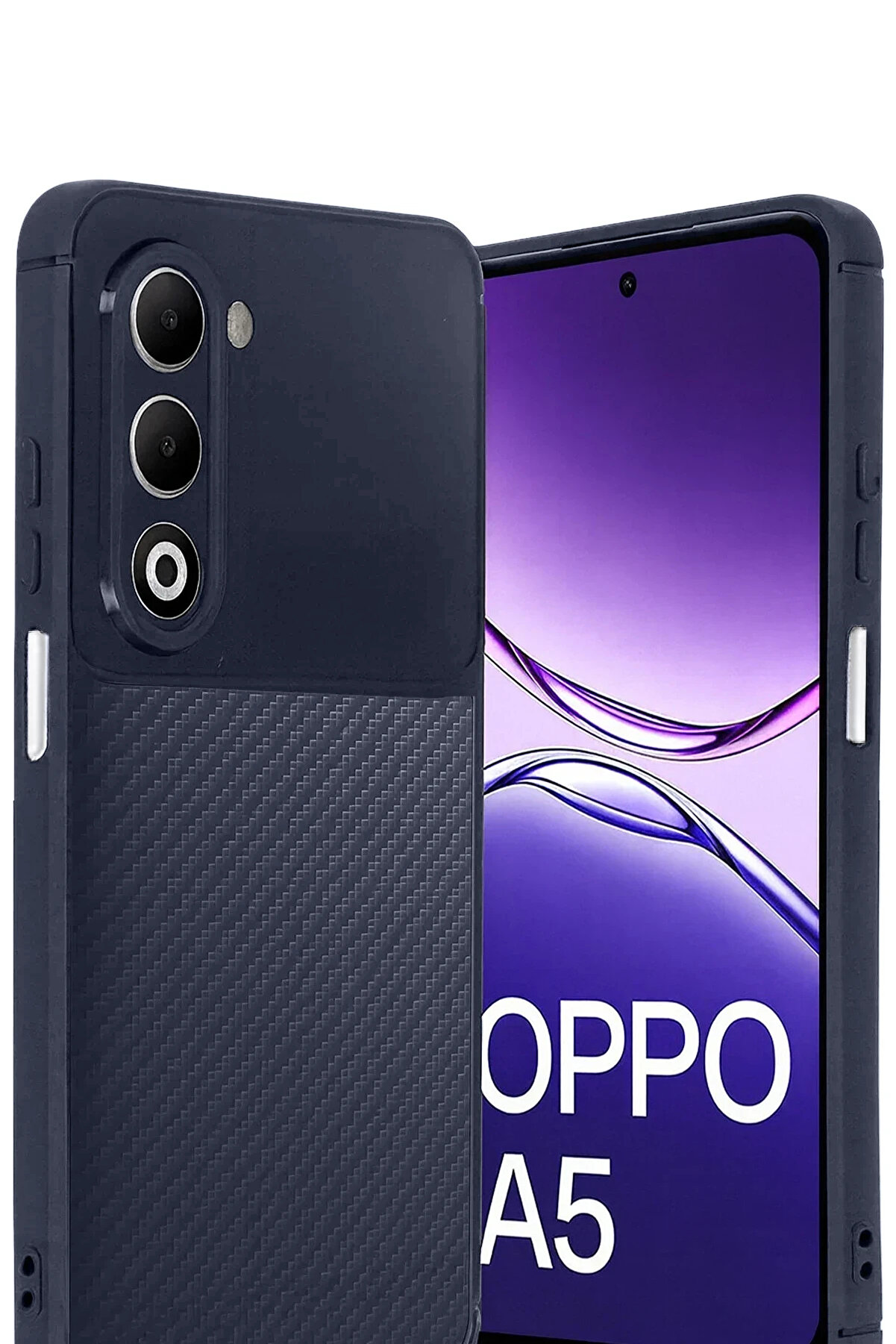 Buti̇k Harmonyaura Oppo A5 4G Auto Focus Karbon Kapak - Laci̇vert