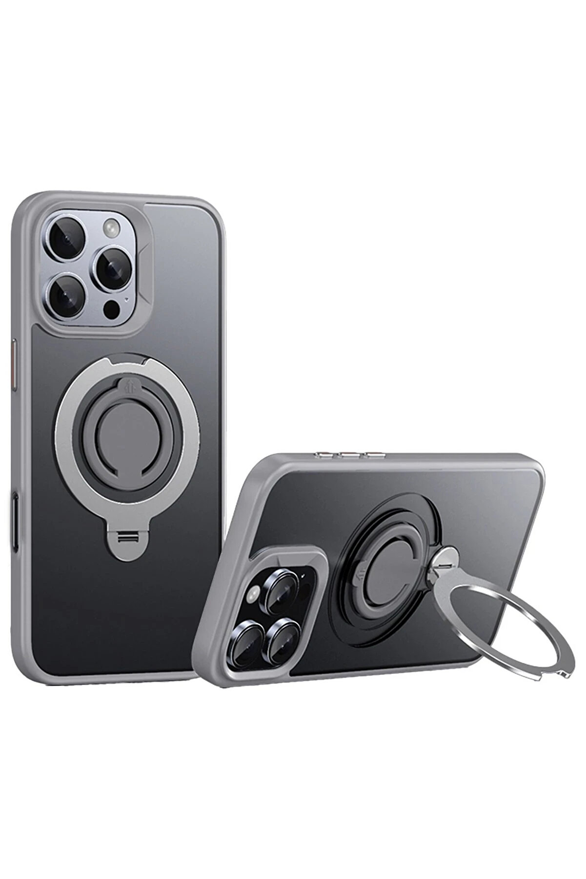 Buti̇k Harmonyaura İphone 16 Pro Max Avatar 360 D&ouml;nen Magsafe Kapak - Ti̇tan Gri̇