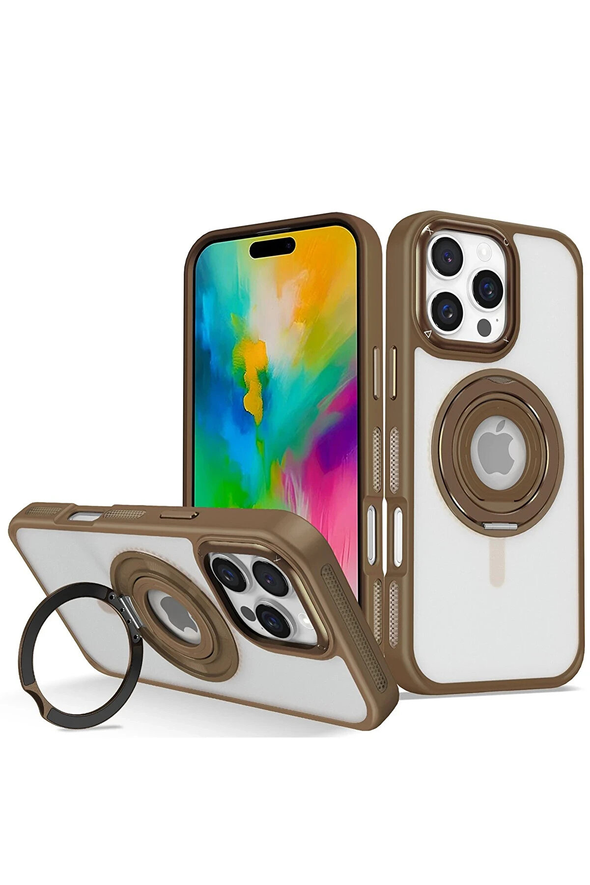 Buti̇k Harmonyaura İphone 16 Pro Max Banza Magsafe Standlı Kapak - Kahverengi̇