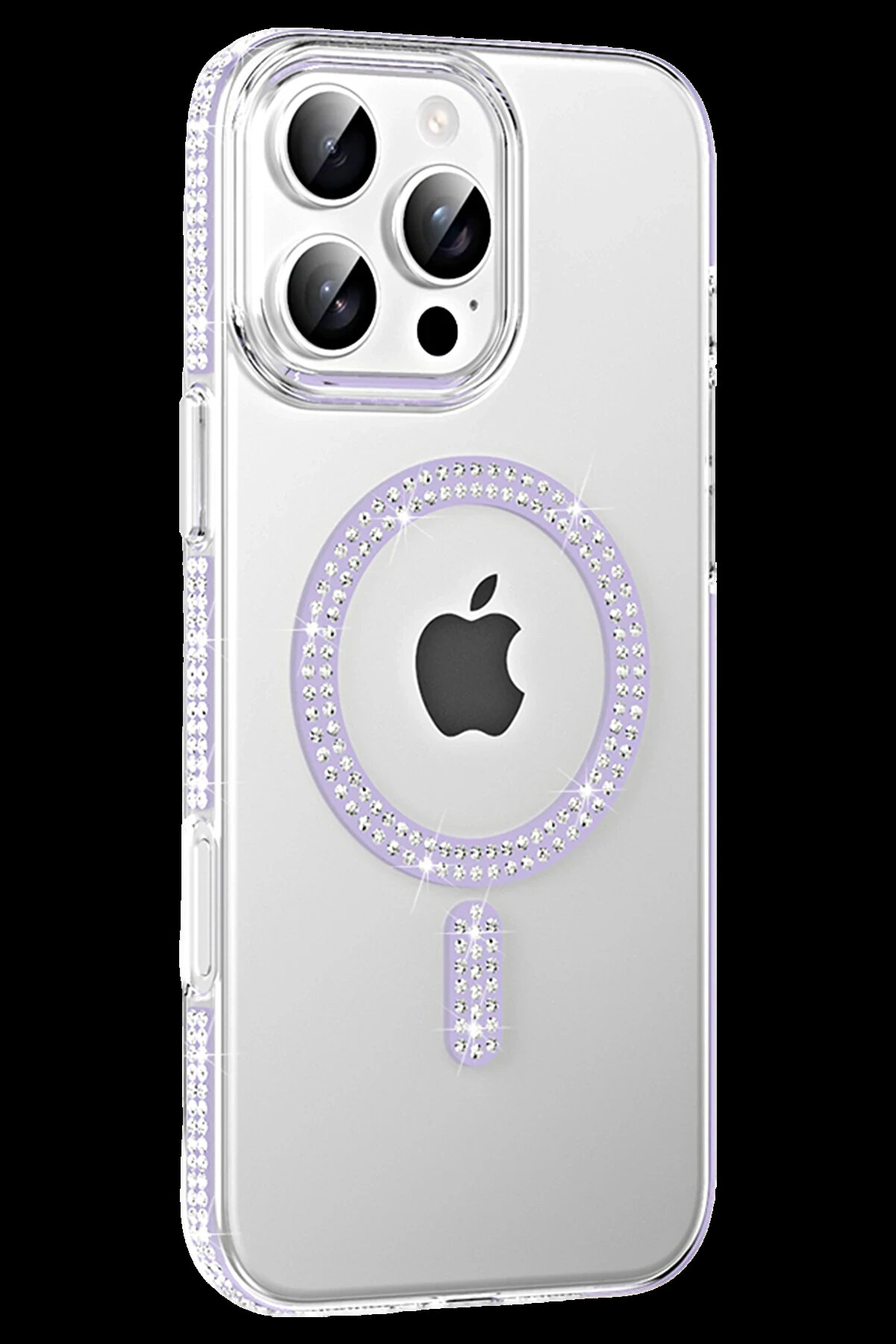 Buti̇k Harmonyaura Apple İphone 16 Pro Move Taşlı Magsafe Kapak - Li̇la