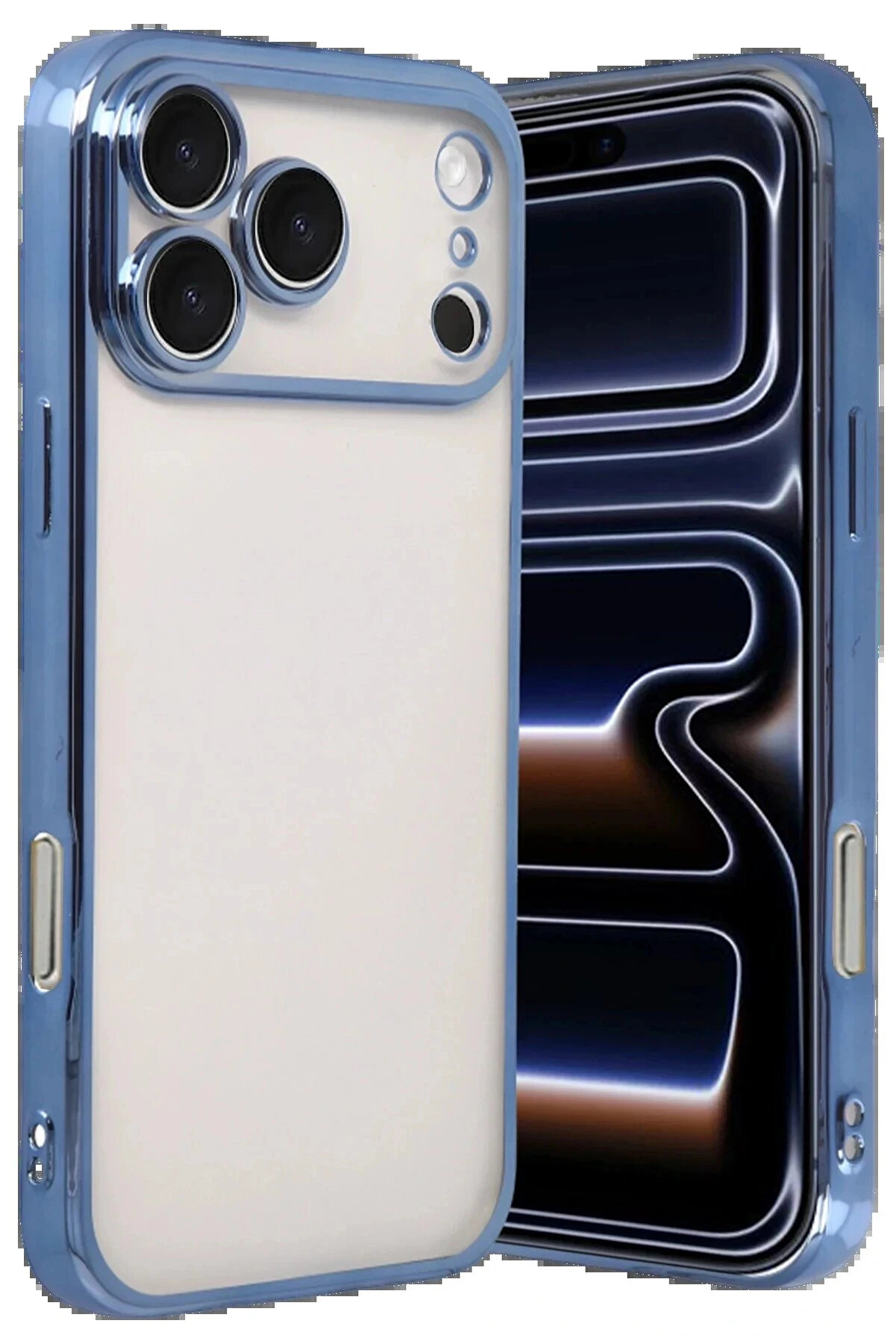 Buti̇k Apple İphone 17 Pro Lensli̇ Si̇li̇kon - A&ccedil;ık Mavi̇-(5796)