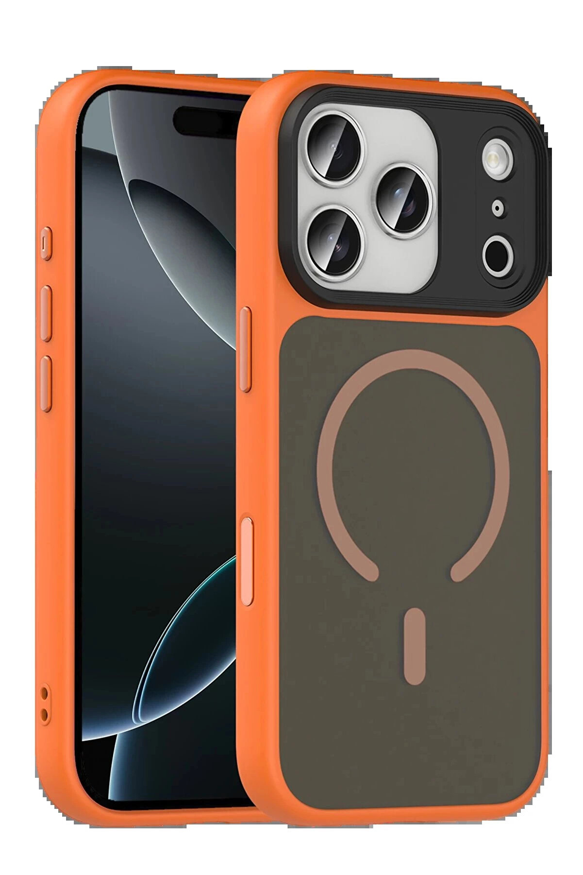 Buti̇k Apple İphone 17 Pro Max Megane Magsafe Kapak - Turuncu-(5796)