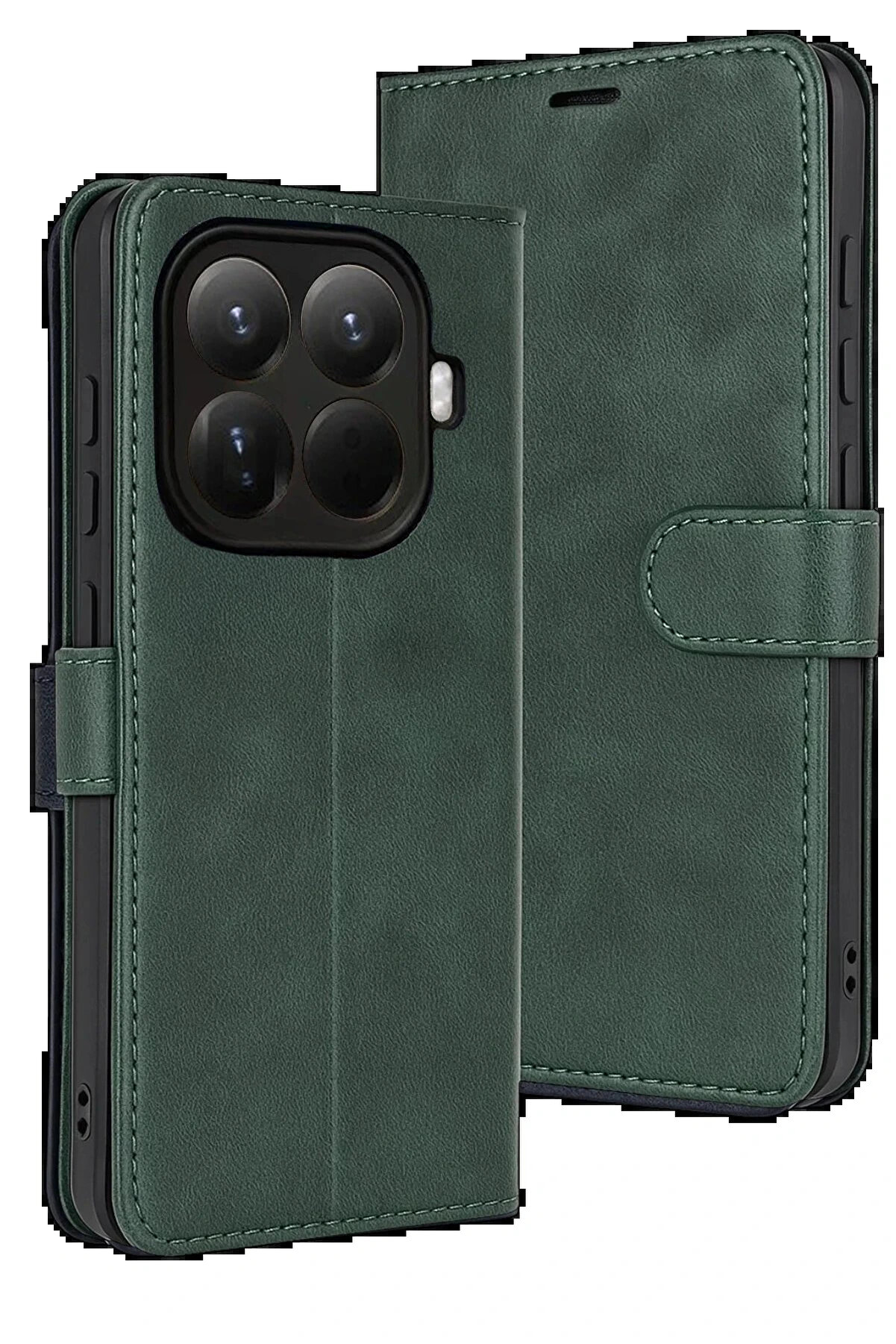 Buti̇k Xi̇aomi̇ Mi̇ 15T Pro Trend S Plus Kapaklı Kılıf - Yeşi̇l-(5796)