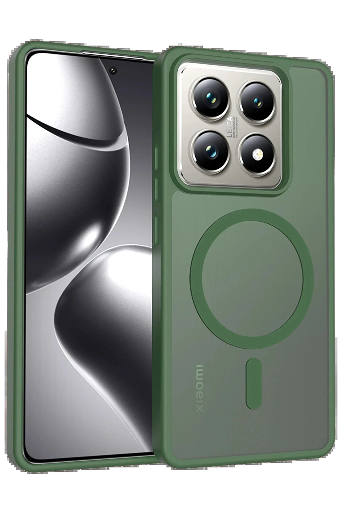 Buti̇k Xi̇aomi̇ Mi̇ 14T Pro Jota Magsafe Kapak - Koyu Yeşi̇l-(5796)