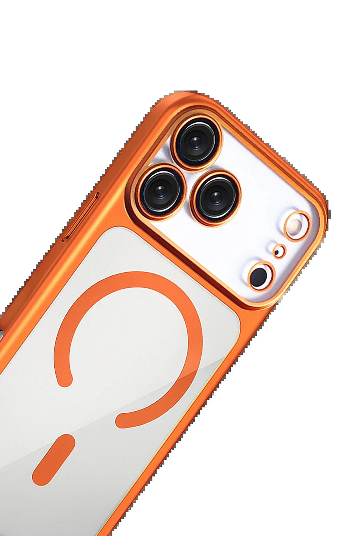 Buti̇k Apple İphone 17 Pro Chrome Magsafe Kapak - Turuncu-(5796)