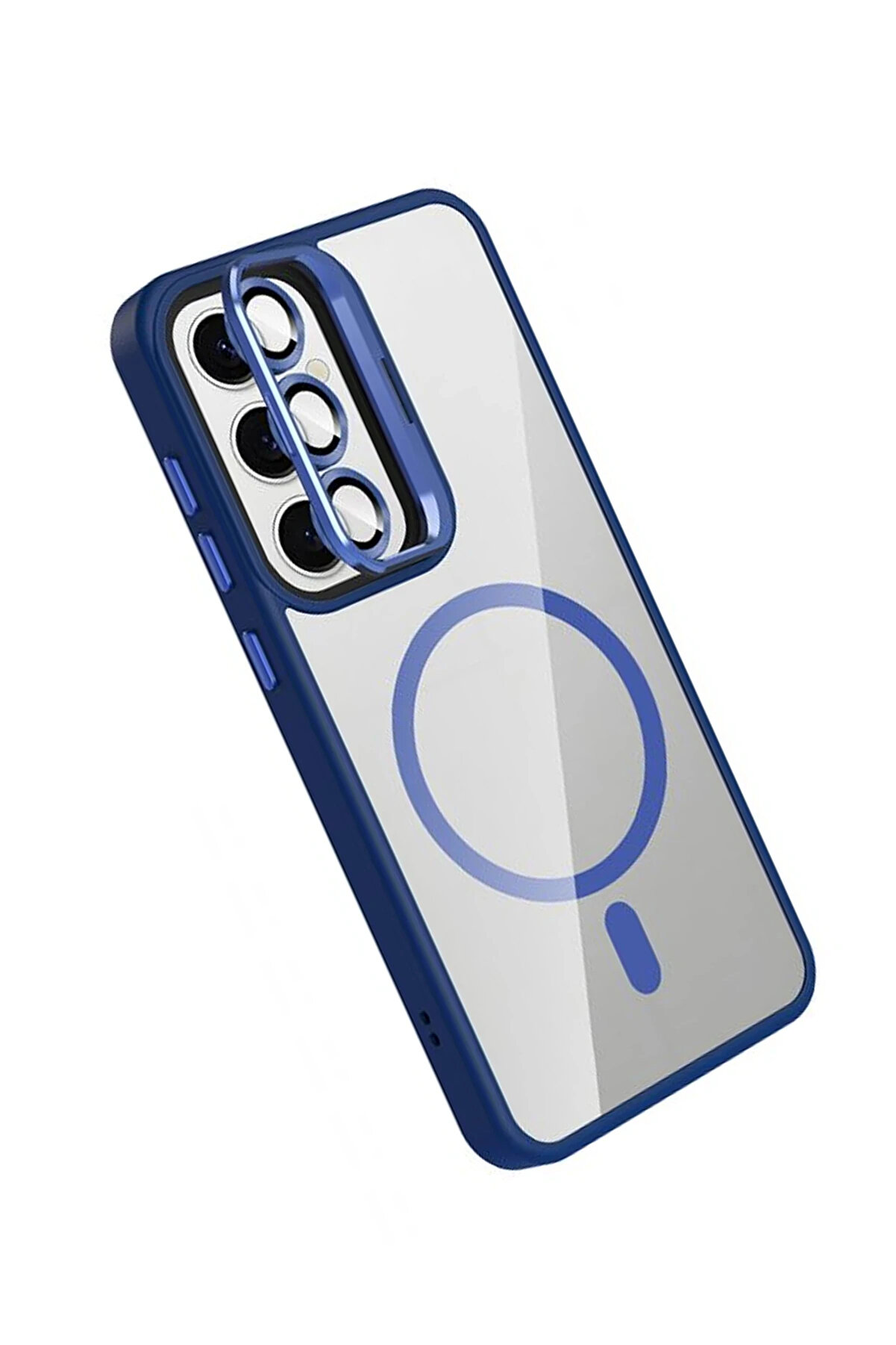 Buti̇k Harmonyaura Samsung Galaxy S24 Fe Remi̇m Lensli̇ Magsafe Standlı Kapak - Laci̇vert