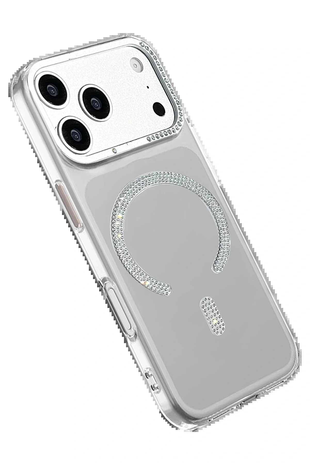 Buti̇k Apple İphone 17 Pro Tash Di̇amond Magsafe Kapak - Beyaz-(5796)