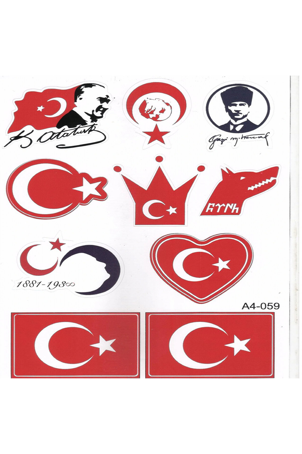 Alkan Mb Atat&uuml;rk Ve Bayrak Fi̇g&uuml;rl&uuml; A4 Boyutunda &Ccedil;ıkartma Seti̇