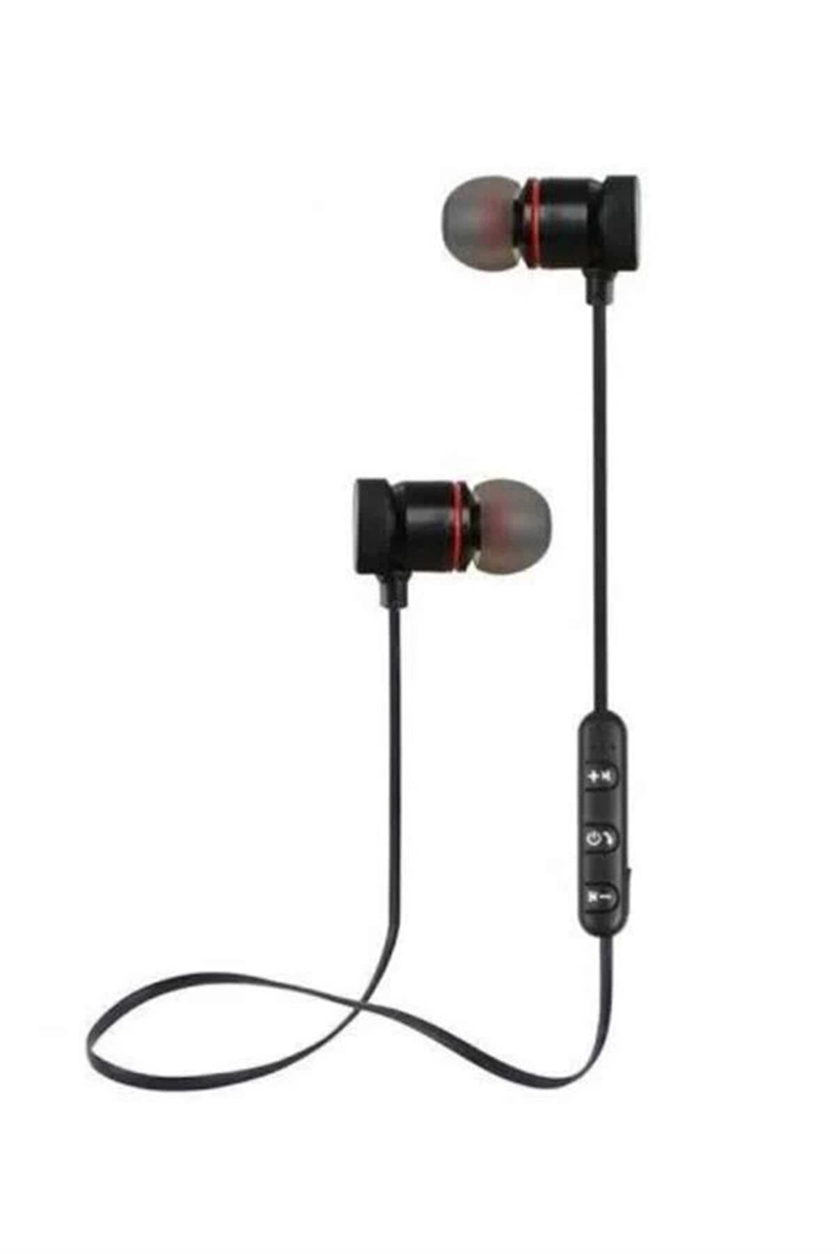 Buti̇k Sports Mıknatıslı Si̇yah Bluetooth Kulaklık Kablolu Uzun Pi̇l &Ouml;mr&uuml;