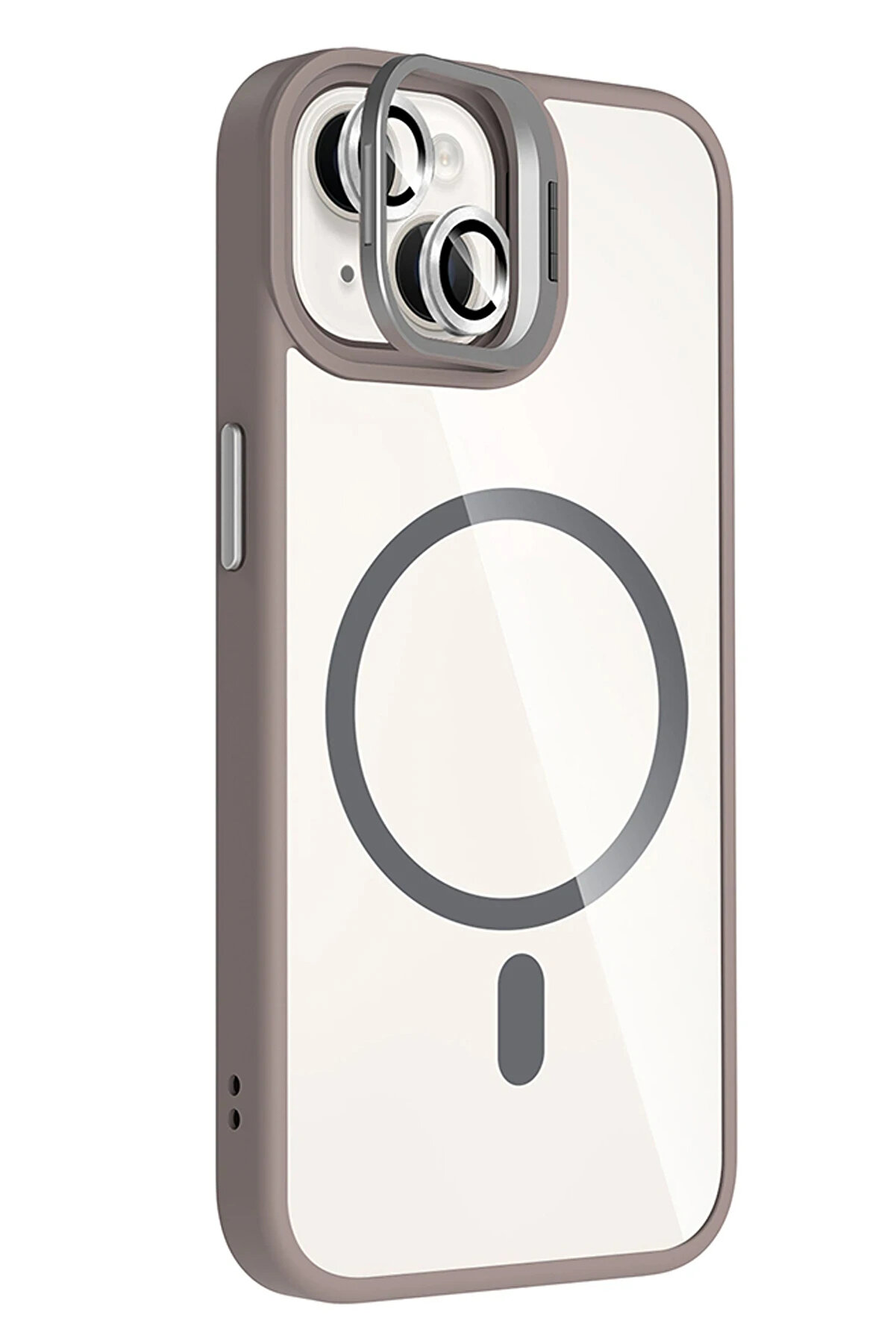 Buti̇k Harmonyaura Apple İphone 14 Remi̇m Lensli̇ Magsafe Standlı Kapak - Ti̇tan Gri̇