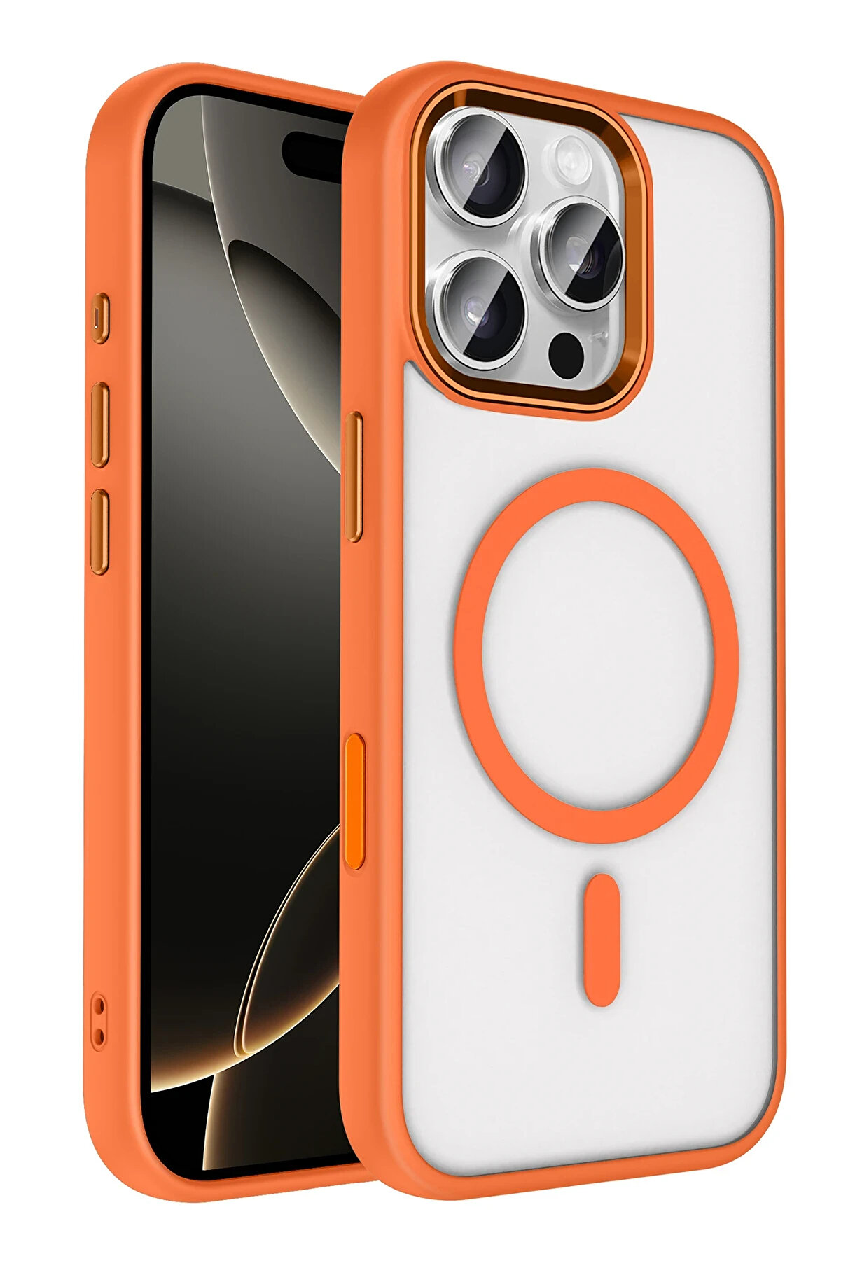 Buti̇k Harmonyaura Apple İphone 16 Pro Max Terea Magsafe Kapak - Turuncu