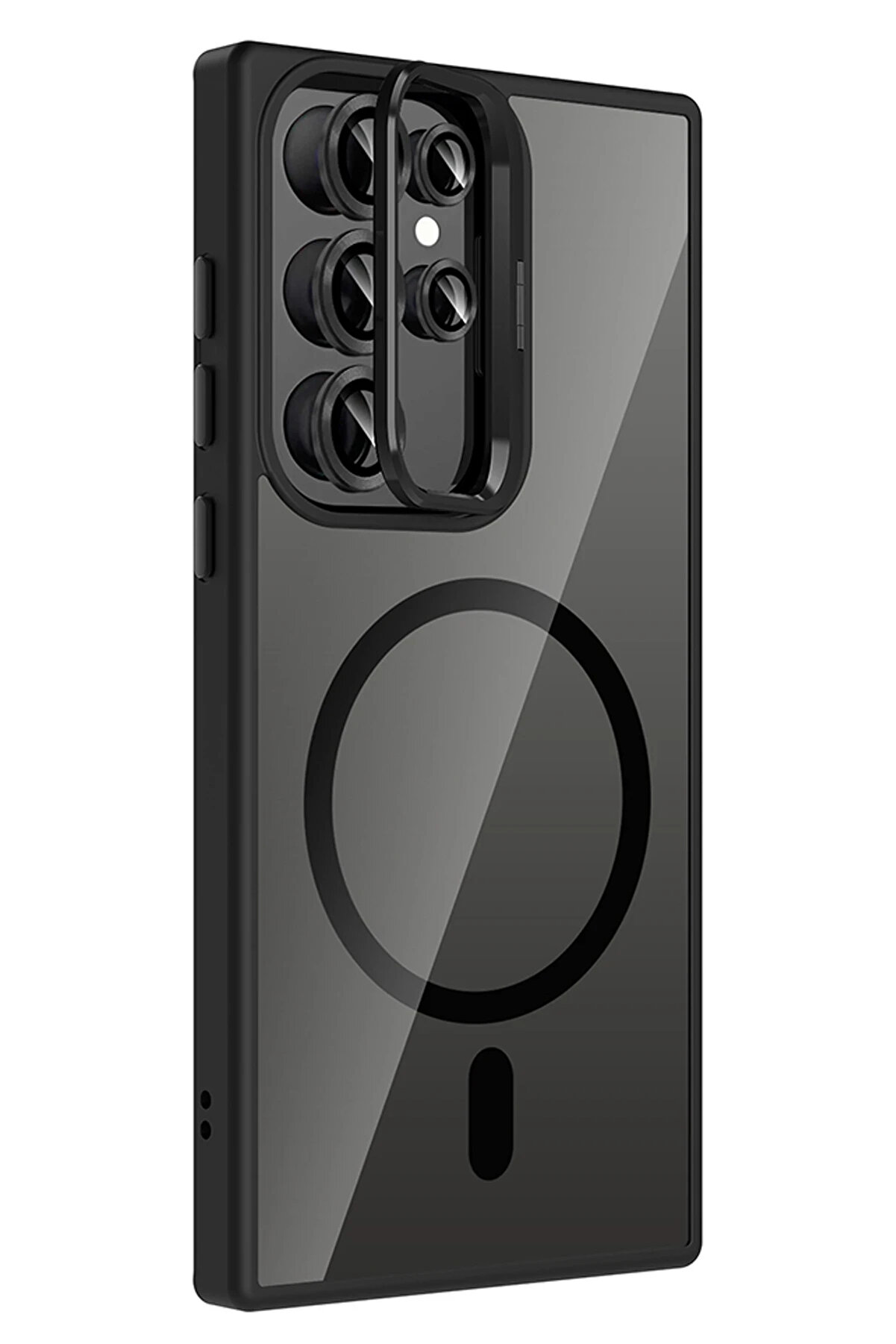 Buti̇k Harmonyaura Samsung Galaxy S24 Ultra Remi̇m Lensli̇ Magsafe Standlı Kapak - Si̇yah