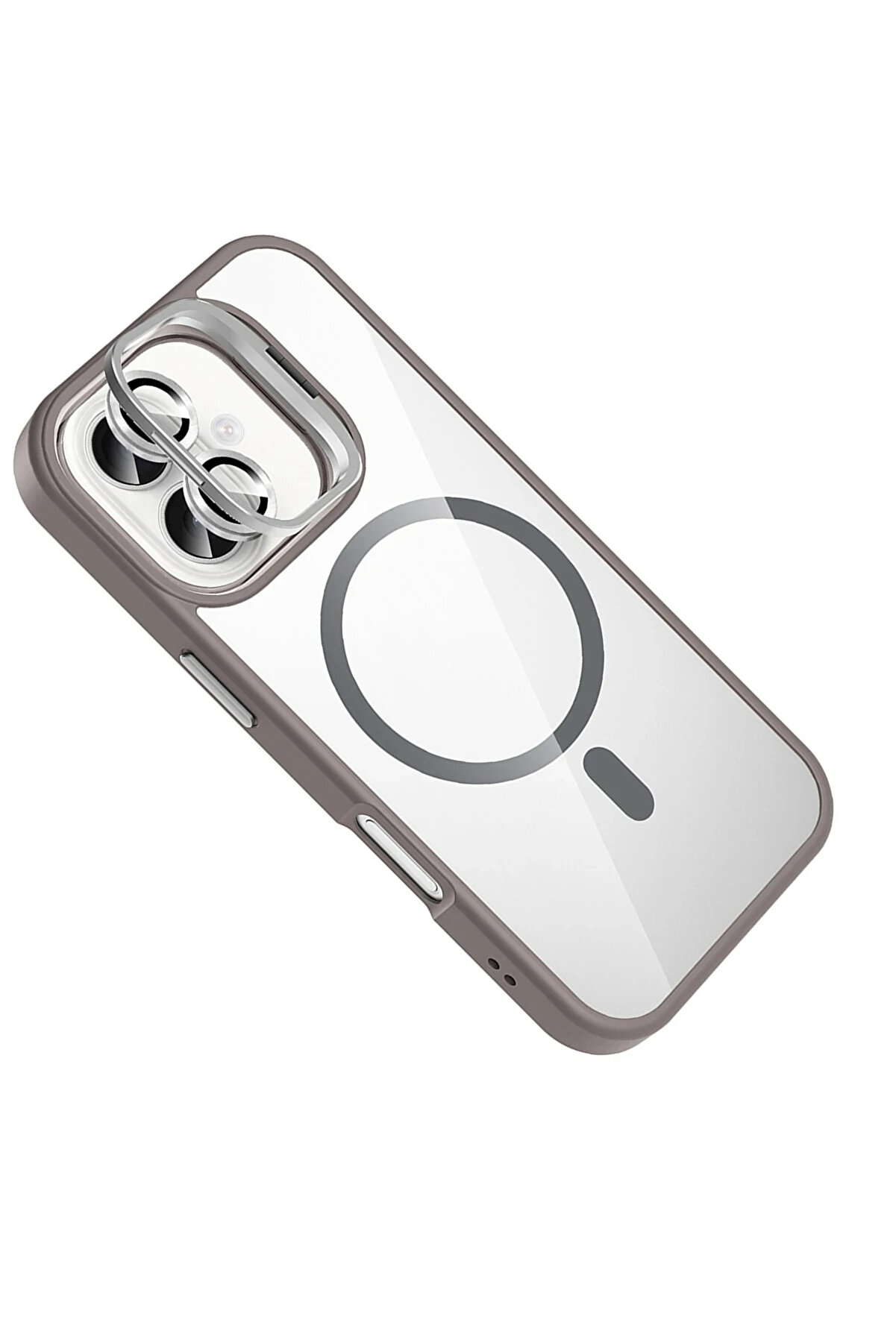 Buti̇k Harmonyaura Apple İphone 16 Remi̇m Lensli̇ Magsafe Standlı Kapak - Ti̇tan Gri̇