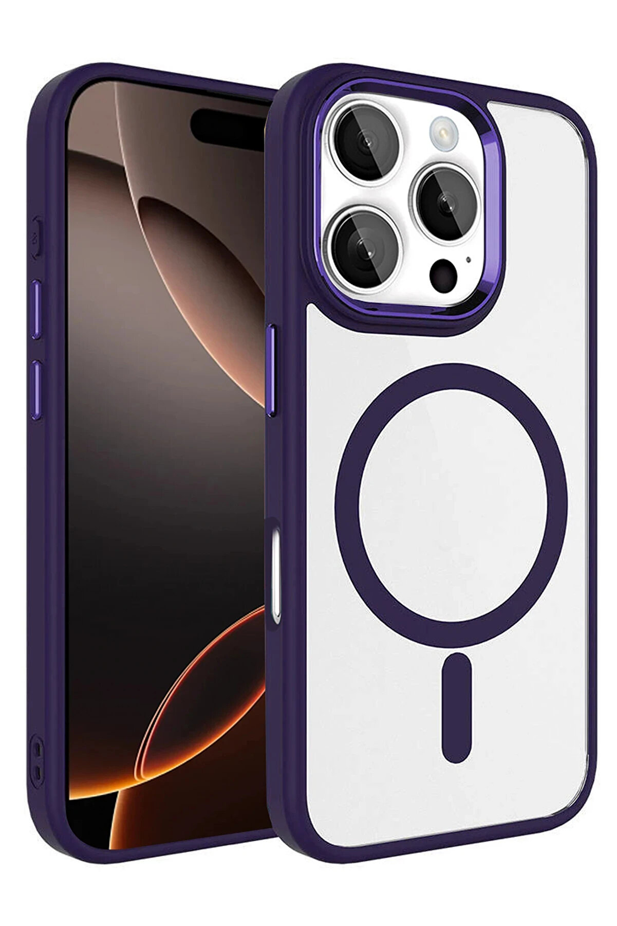 Buti̇k Harmonyaura Apple İphone 16 Pro Max Terea Magsafe Kapak - Deri̇n Mor