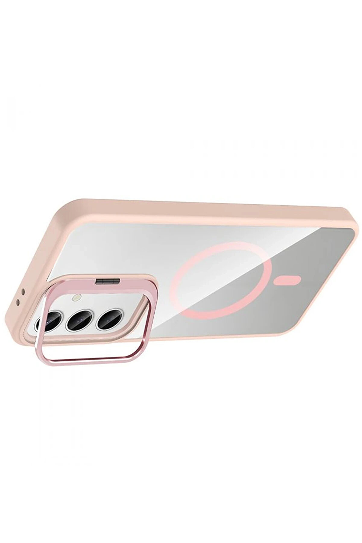 Buti̇k Harmonyaura Samsung Galaxy S24 Fe Remi̇m Lensli̇ Magsafe Standlı Kapak - Pembe