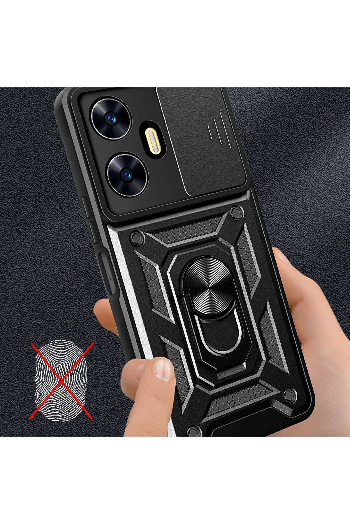 Buti̇k Harmonyaura Realme C55 Kılıf Pars Lens Y&uuml;z&uuml;kl&uuml; Si̇li̇kon - Yeşi̇l