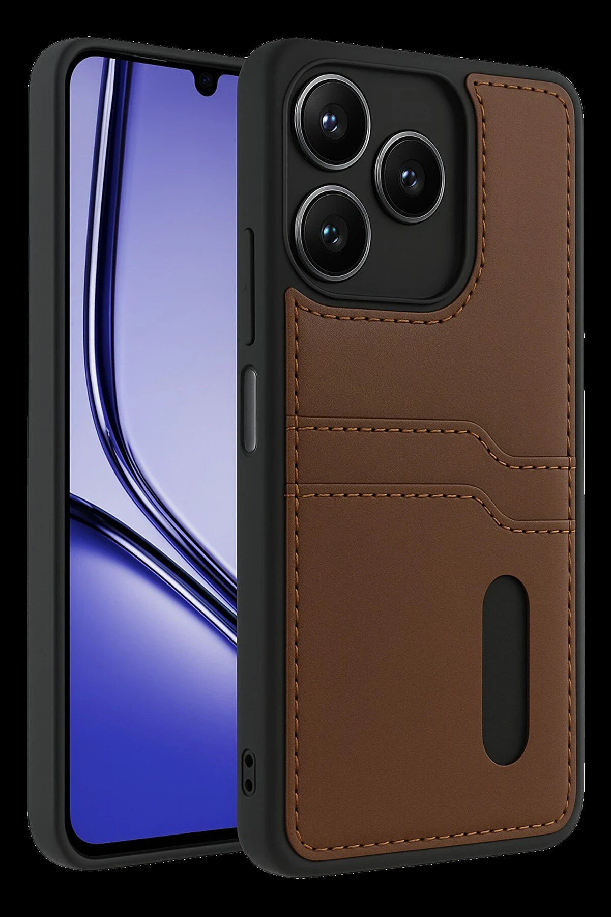 Buti̇k Harmonyaura Realme Note 50 4G Kılıf Sara Kartvi̇zi̇tli̇ Deri̇ Kılıf - Taba