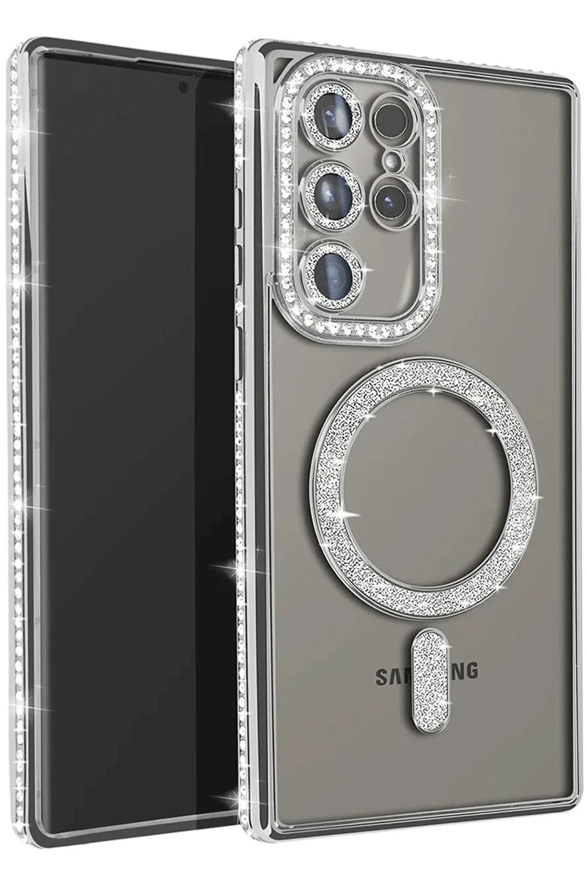 Buti̇k Harmonyaura Samsung Galaxy S23 Ultra Joke Si̇mli̇ Magneti̇csafe Kılıf - G&uuml;m&uuml;ş