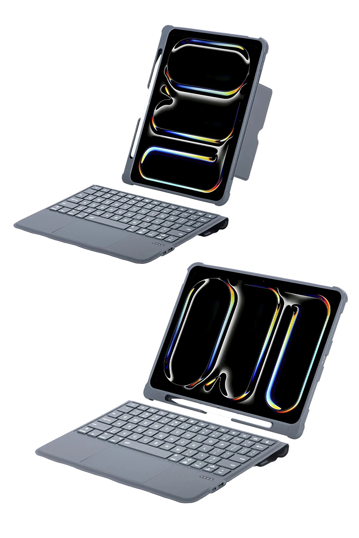 Buti̇k Harmonyaura T5510D İpad Pro 13 (2024) Kılıf Palermo Ledli̇ Klavyeli̇ Standlı Tablet Kılıfı - Si̇yah