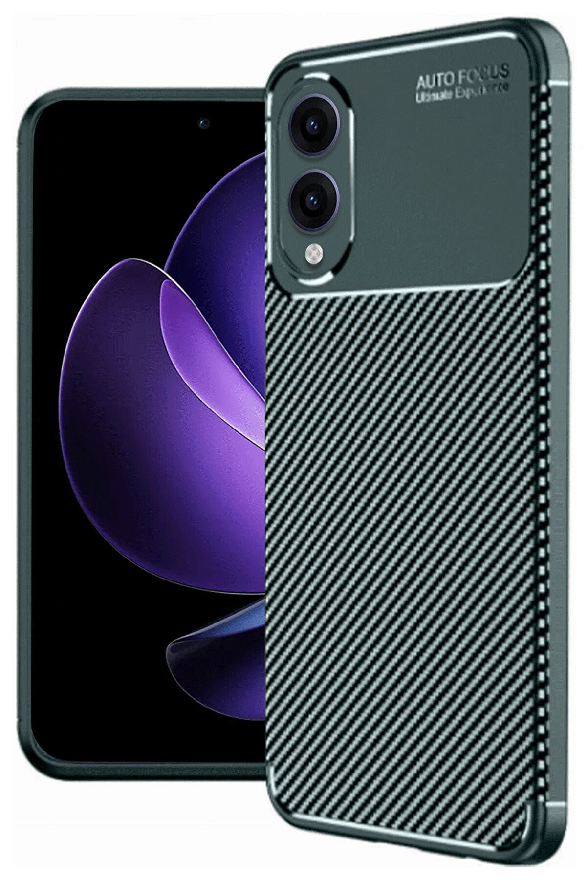 Buti̇k Harmonyaura Samsung Galaxy S25 Edge Kılıf Auto Focus Karbon Kapak - Koyu Yeşi̇l