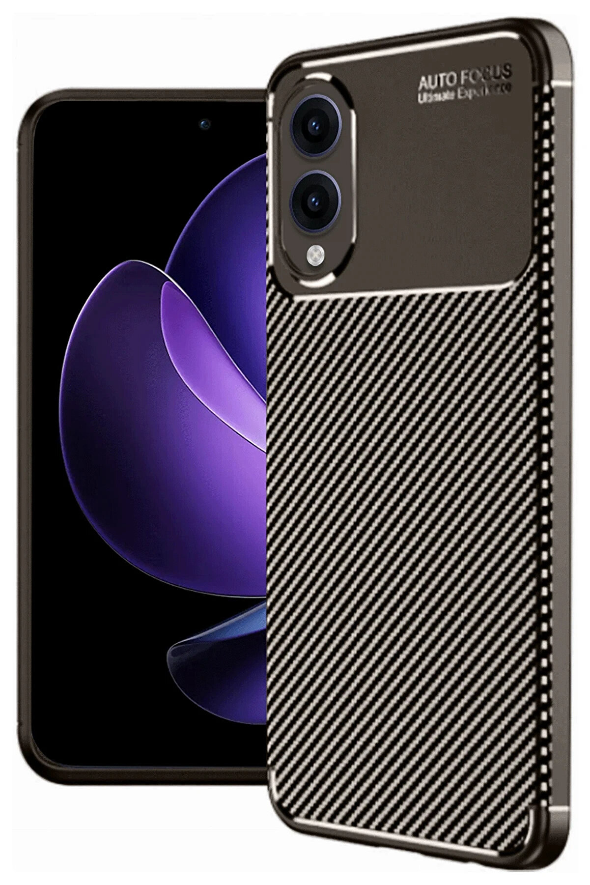 Buti̇k Harmonyaura Samsung Galaxy S25 Edge Kılıf Auto Focus Karbon Kapak - Kahverengi̇