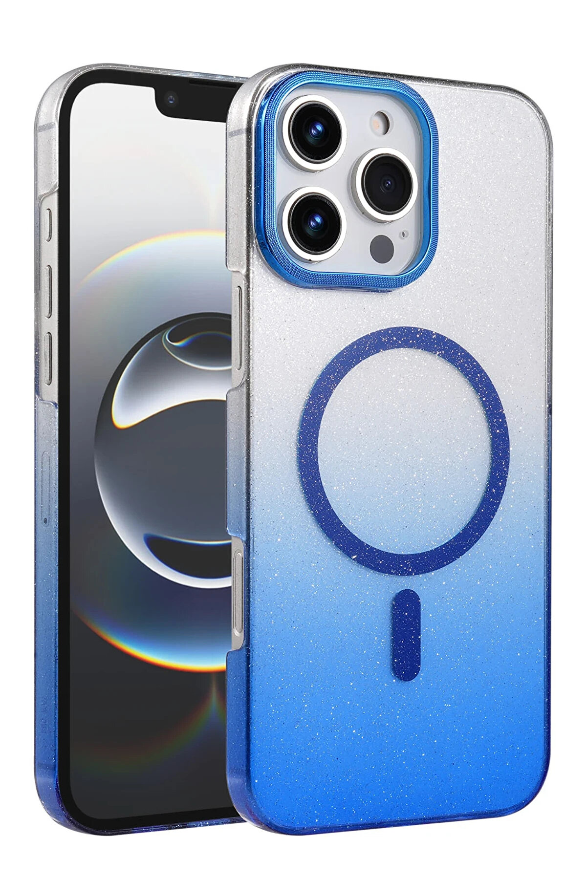 Buti̇k Harmonyaura Apple İphone 16 Pro Glossy Magsafe Kapak - Mavi̇