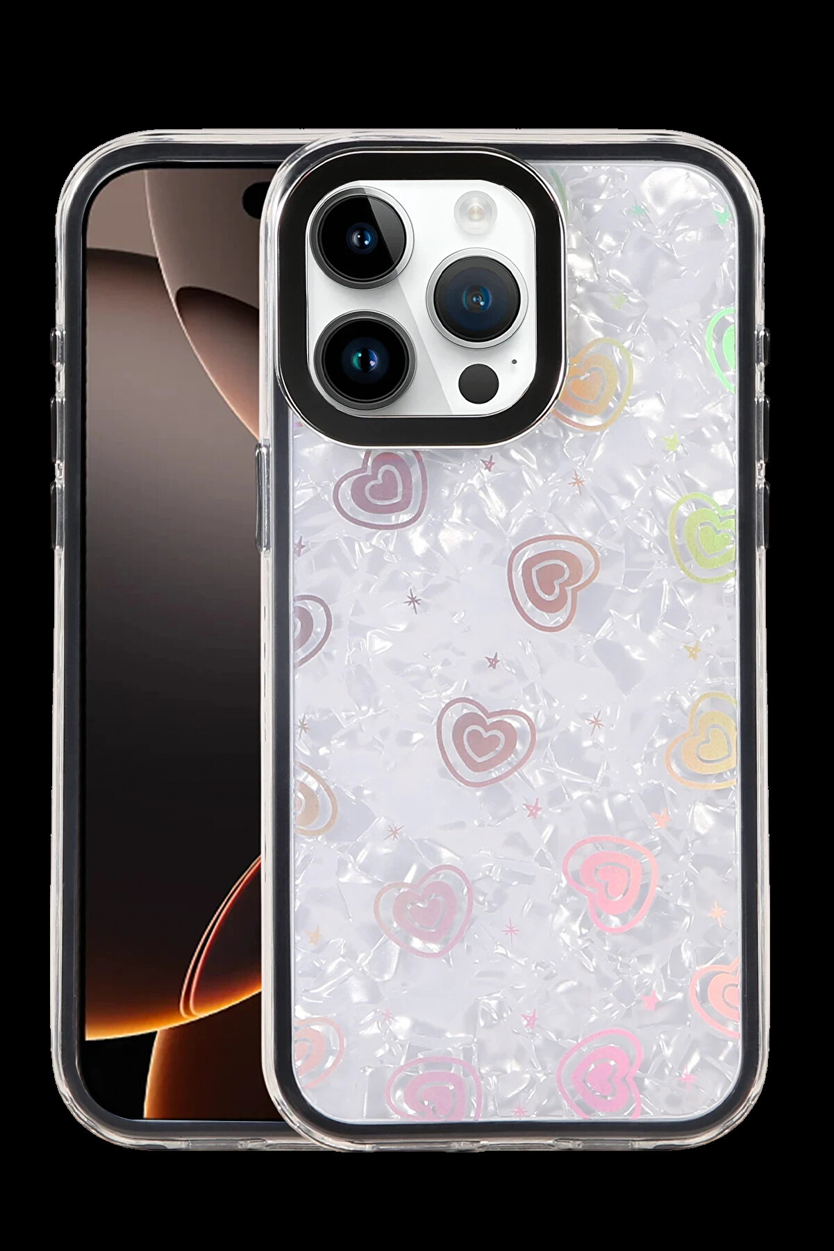 Buti̇k Harmonyaura Apple İphone 14 Pro Max Lumi̇ Desenli̇ Kapak - Si̇yah