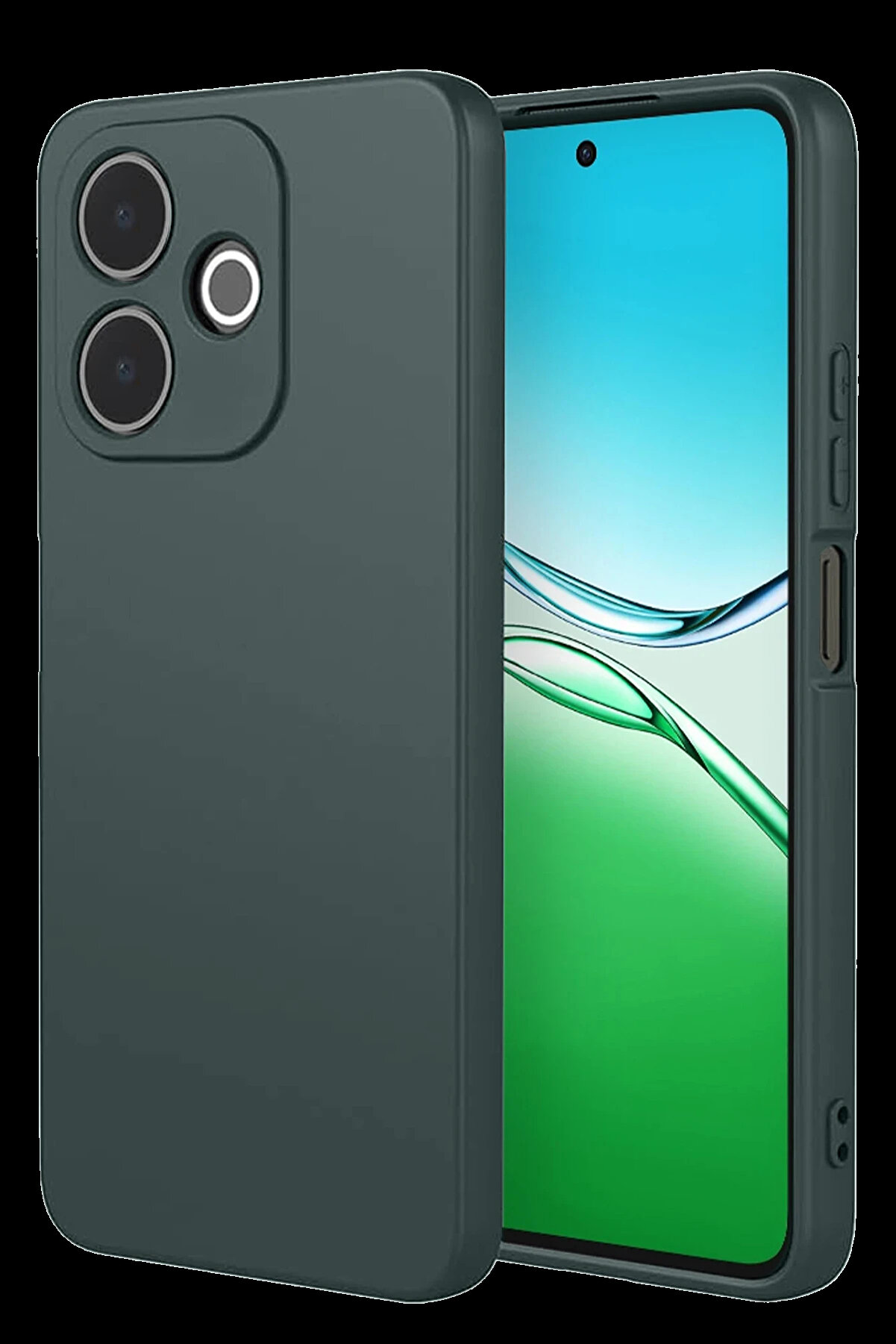 Buti̇k Harmonyaura Oppo A5 Pro 4G Fi̇rst Si̇li̇kon - Koyu Yeşi̇l