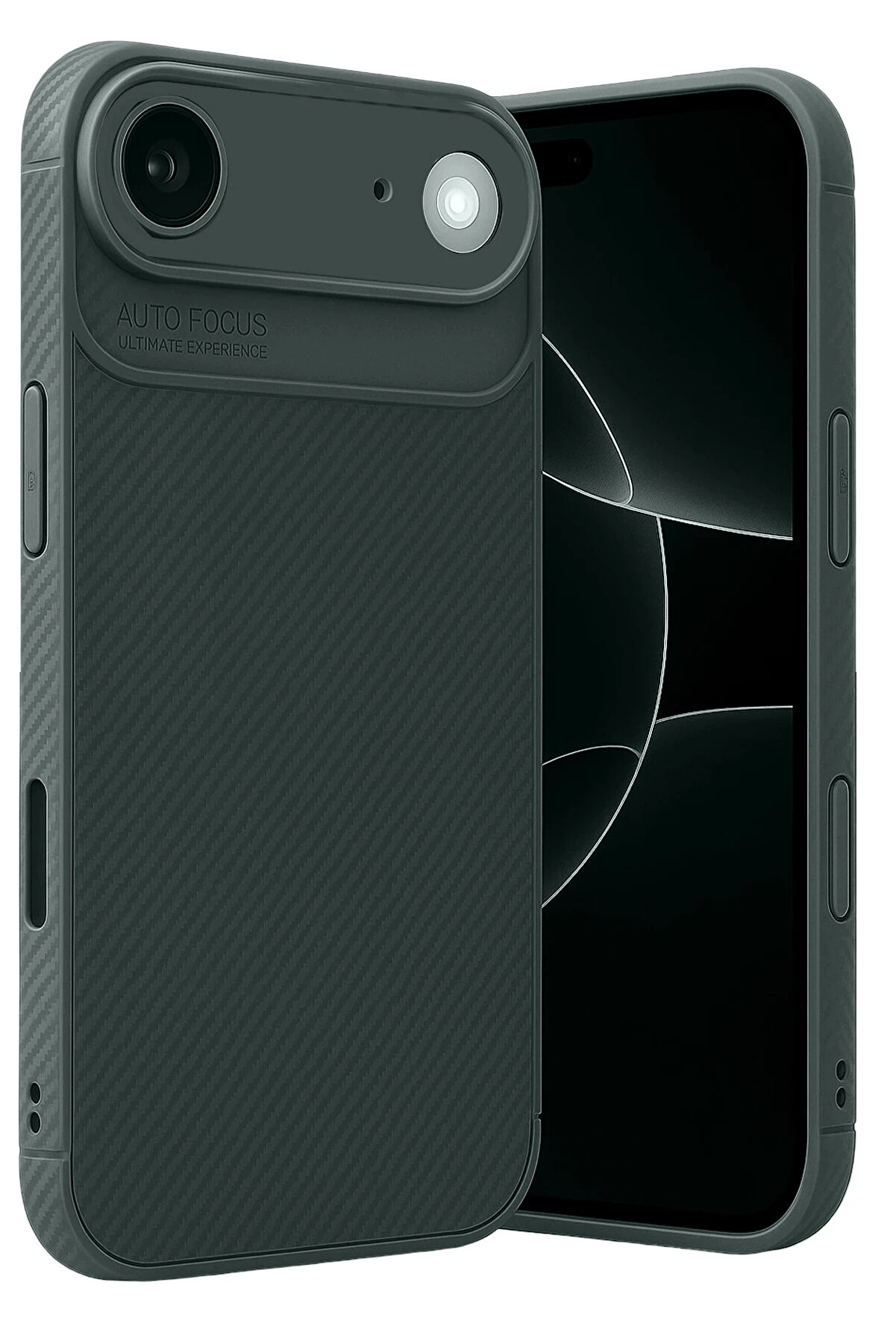 Buti̇k Harmonyaura Apple İphone 17 Ai̇r Auto Focus Karbon Kapak - Koyu Yeşi̇l