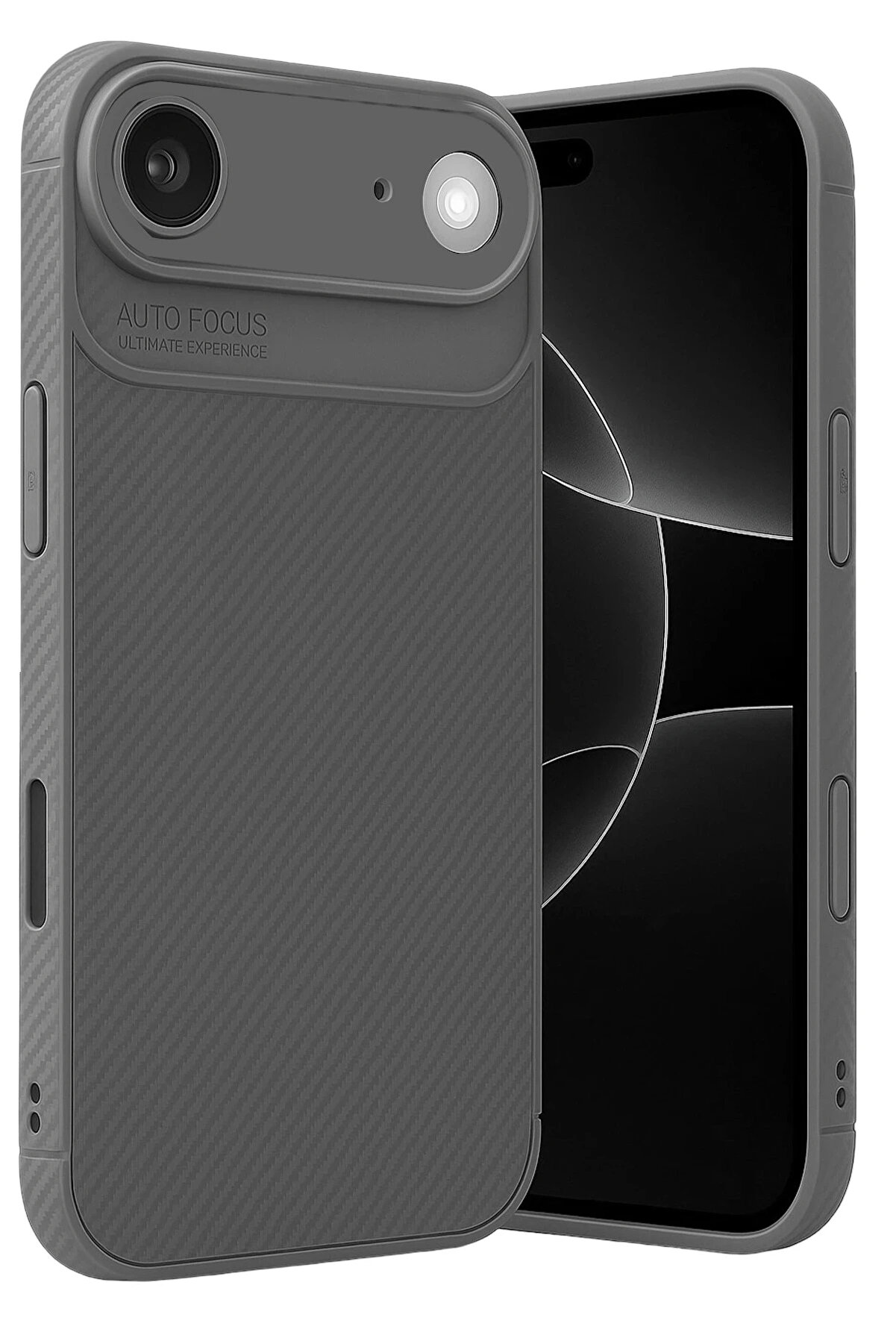 Buti̇k Harmonyaura Apple İphone 17 Ai̇r Auto Focus Karbon Kapak - Gri̇