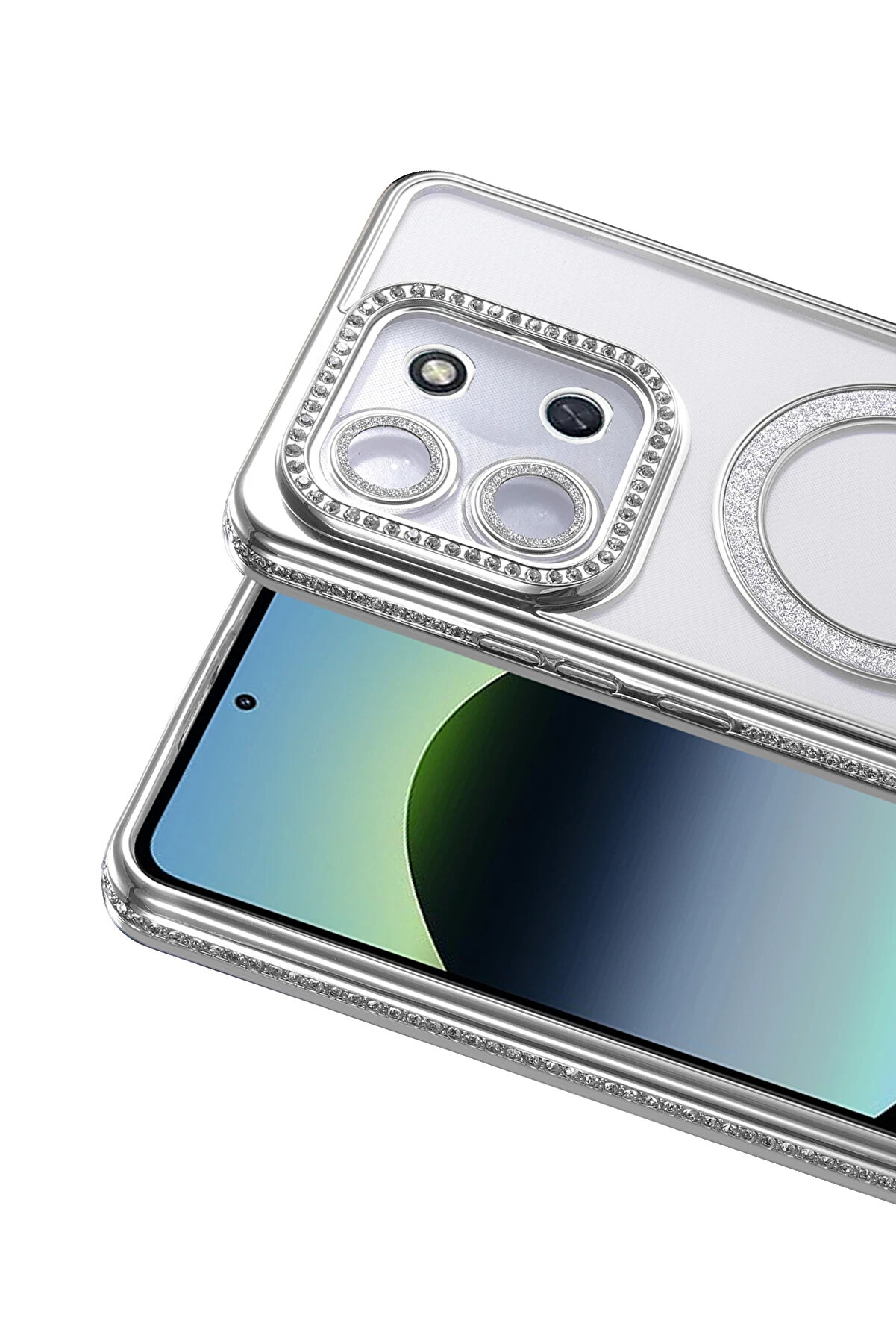 Buti̇k Harmonyaura Xi̇aomi̇ Redmi̇ 15C 4G Joke Si̇mli̇ Magneti̇csafe Kılıf - G&uuml;m&uuml;ş