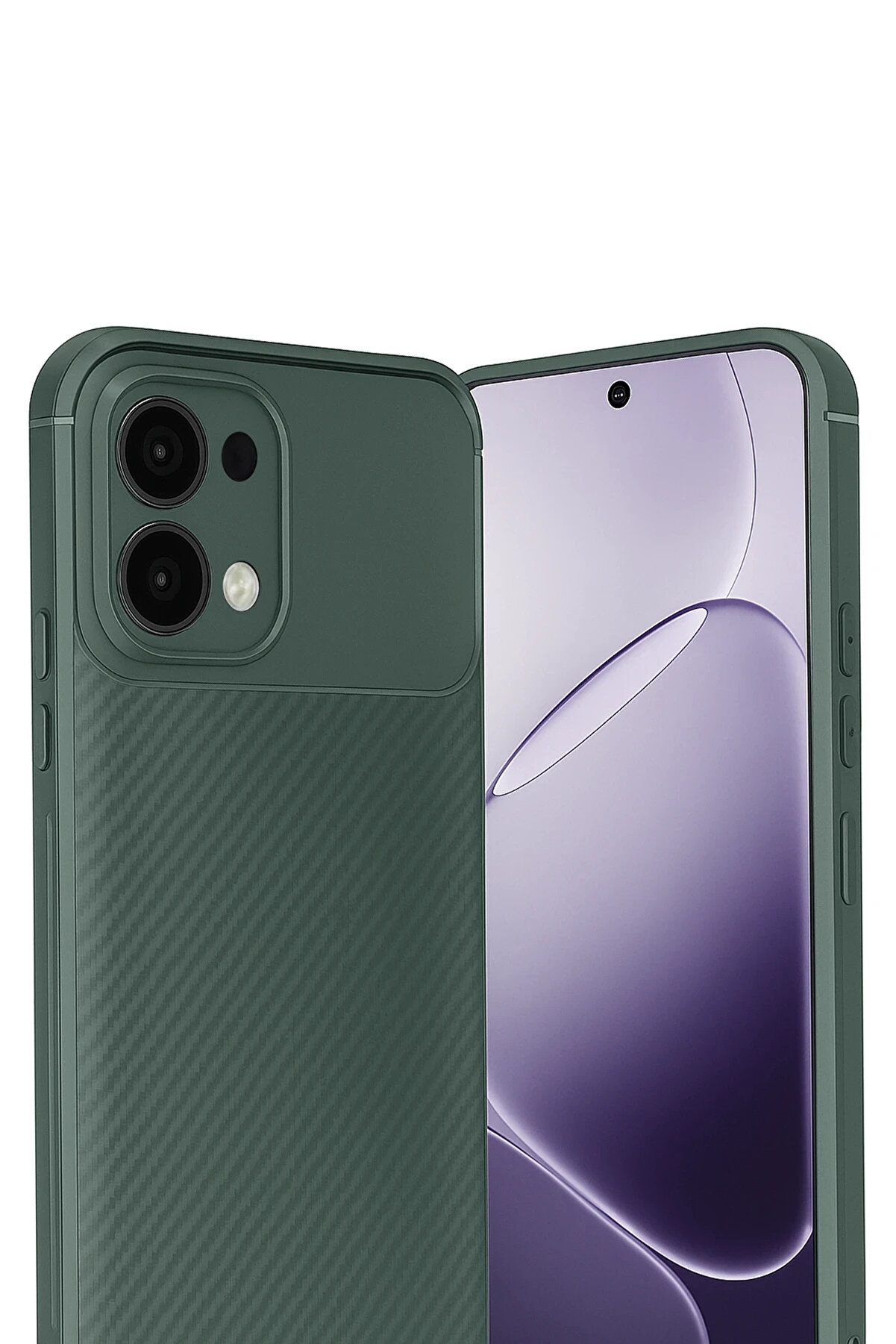 Buti̇k Harmonyaura Oppo A6 Pro 4G Auto Focus Karbon Kapak - Koyu Yeşi̇l