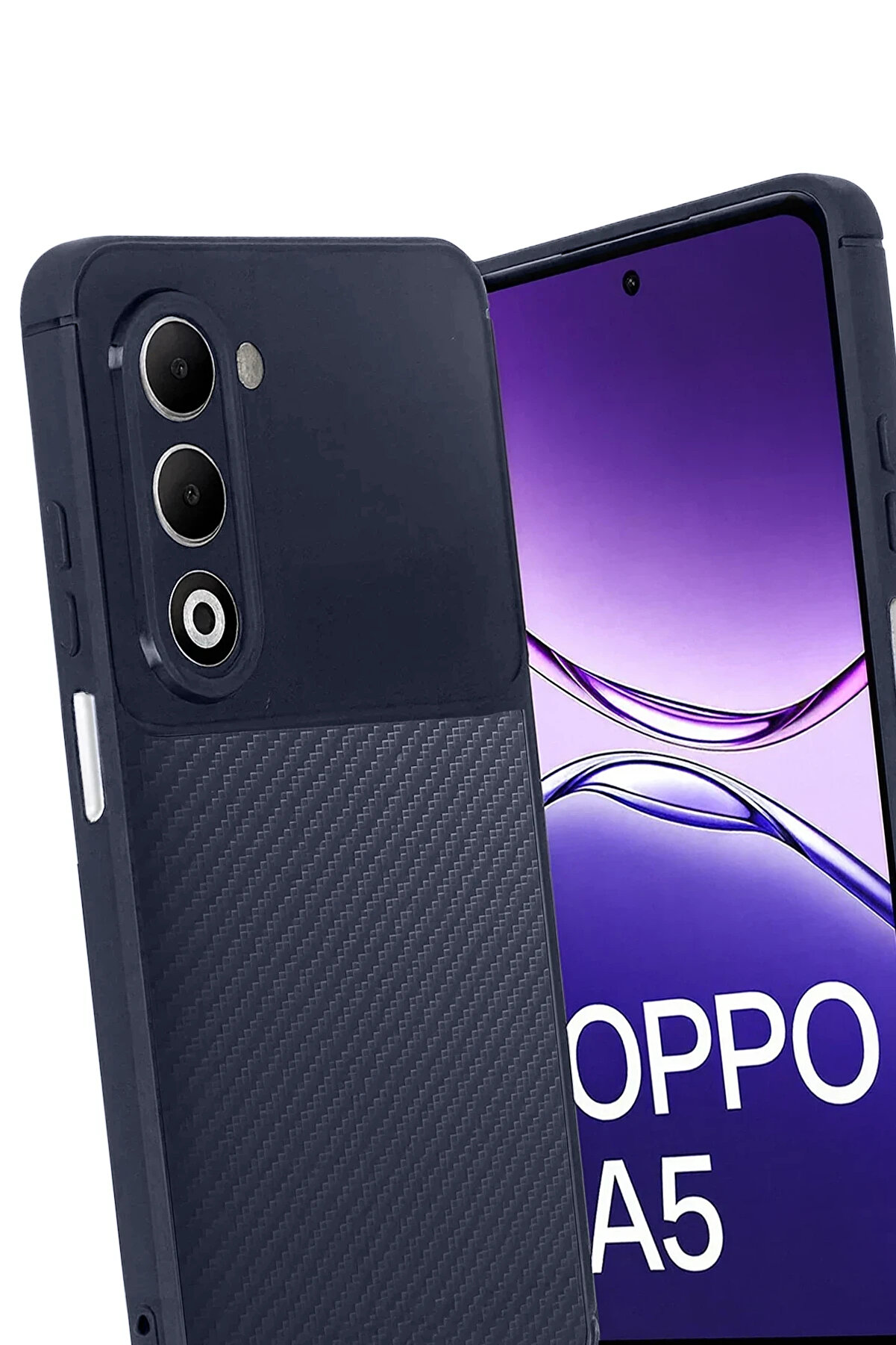 Buti̇k Harmonyaura Oppo A5 4G Auto Focus Karbon Kapak - Laci̇vert