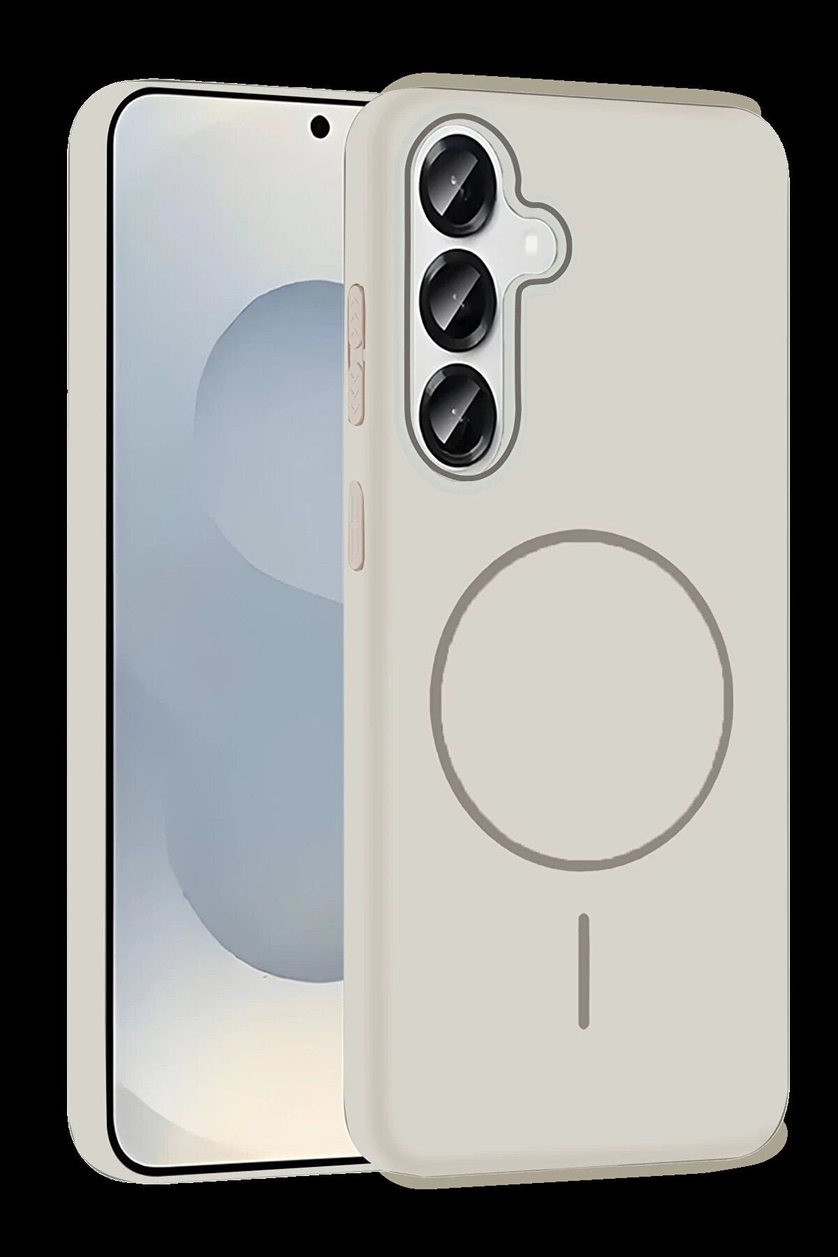 Buti̇k Harmonyaura Samsung Galaxy S25 Broş Magsafe Kapak - Krem