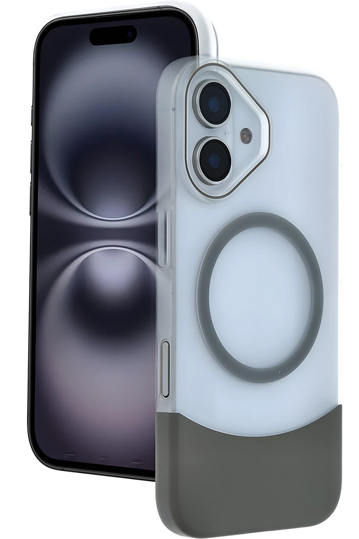 Harmonyaura Apple İphone 16 Velar Magsafe Kapak - Natural Grey-(5796)