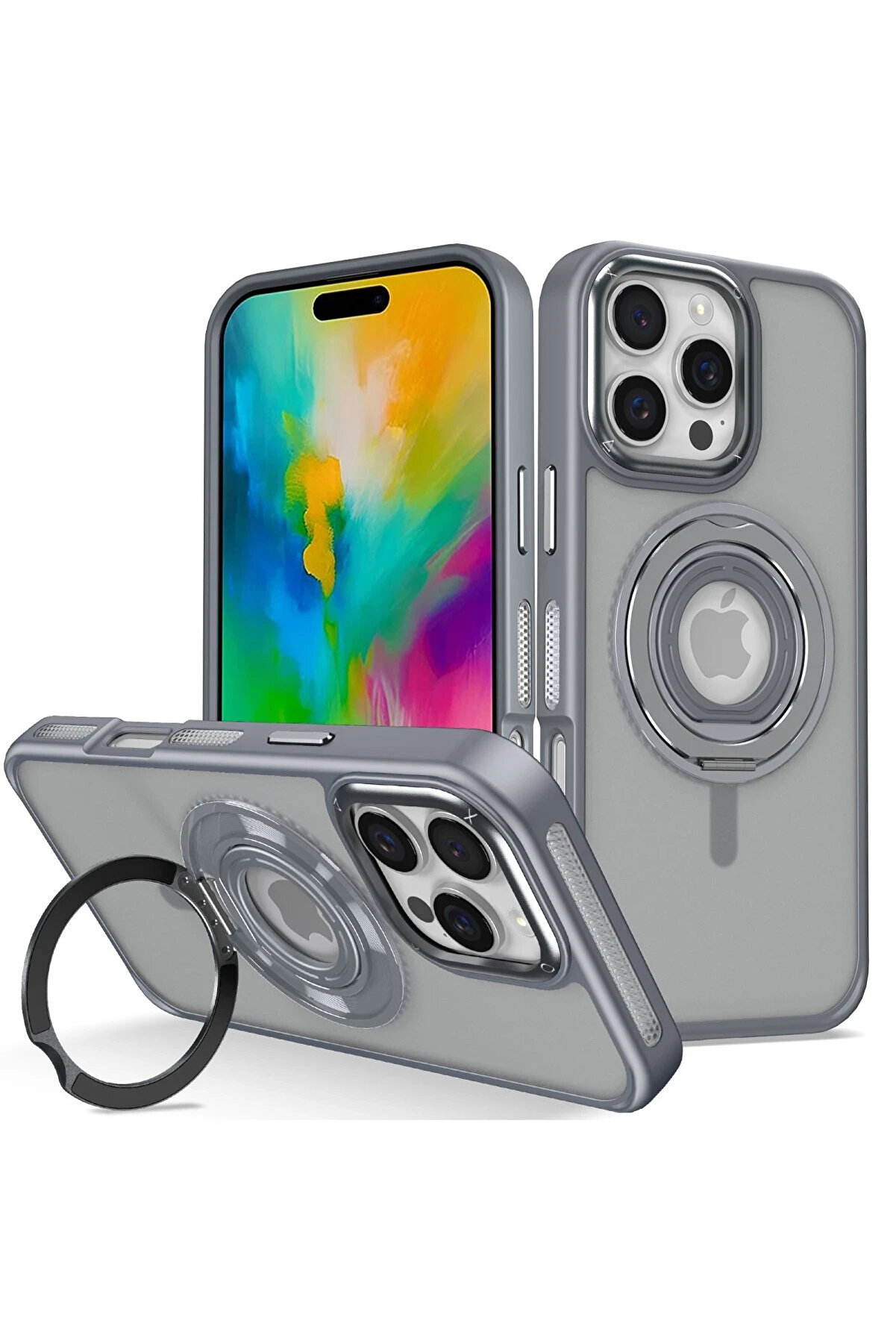 Buti̇k Harmonyaura İphone 16 Pro Max Banza Magsafe Standlı Kapak - Ti̇tan Gri̇