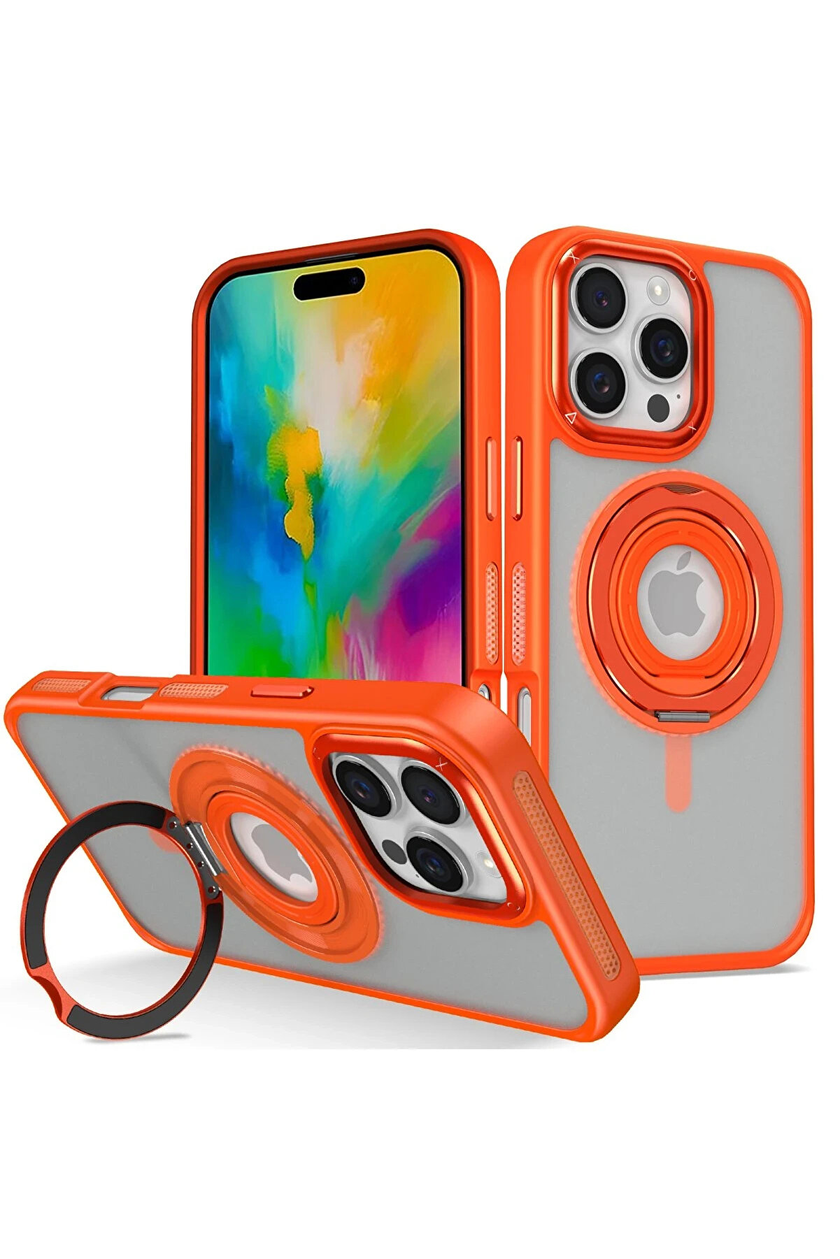 Buti̇k Harmonyaura İphone 16 Pro Max Banza Magsafe Standlı Kapak - Turuncu