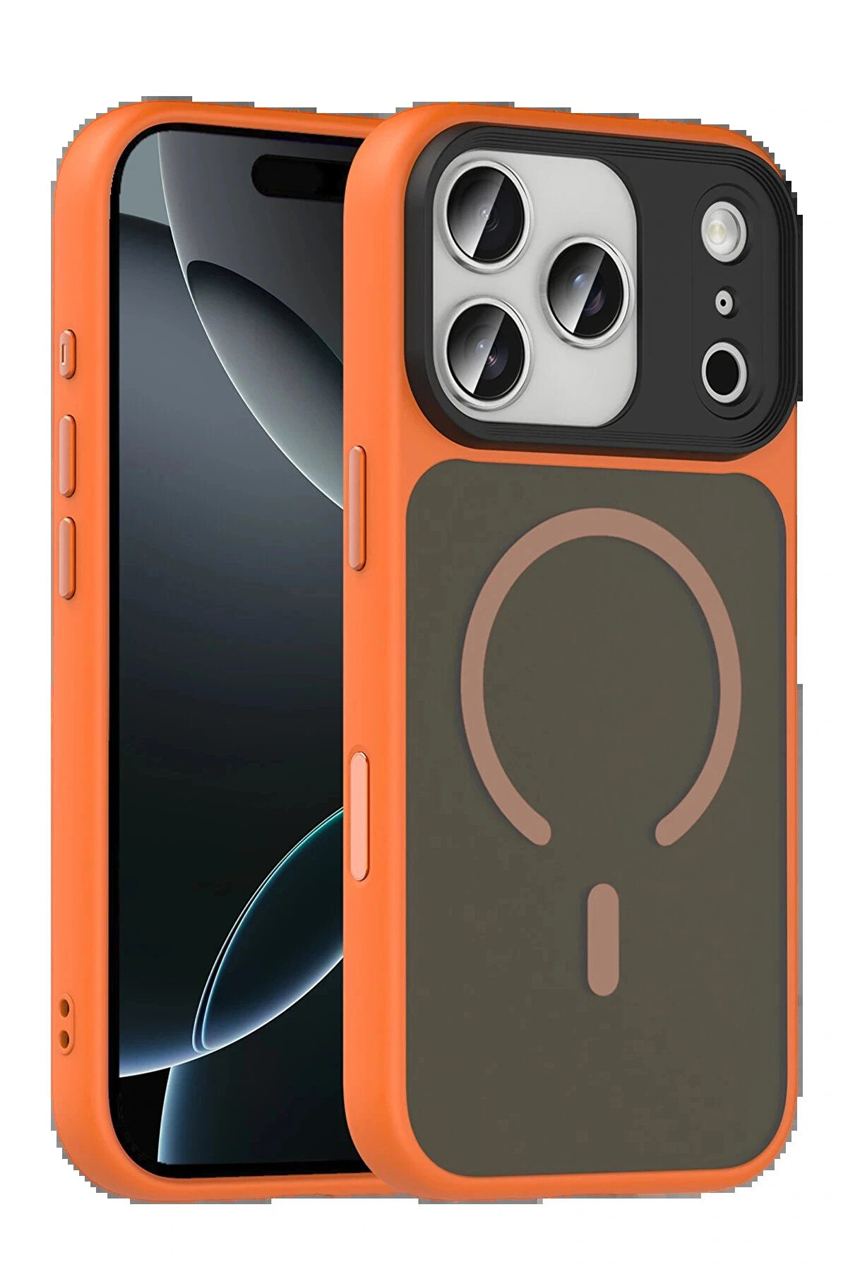 Buti̇k Apple İphone 17 Pro Megane Magsafe Kapak - Turuncu-(5796)