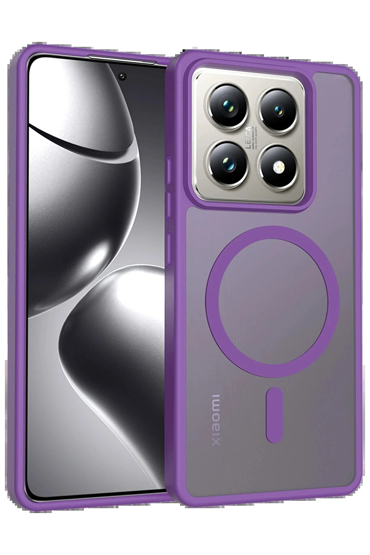 Buti̇k Xi̇aomi̇ Mi̇ 14T Pro Jota Magsafe Kapak - Deri̇n Mor-(5796)