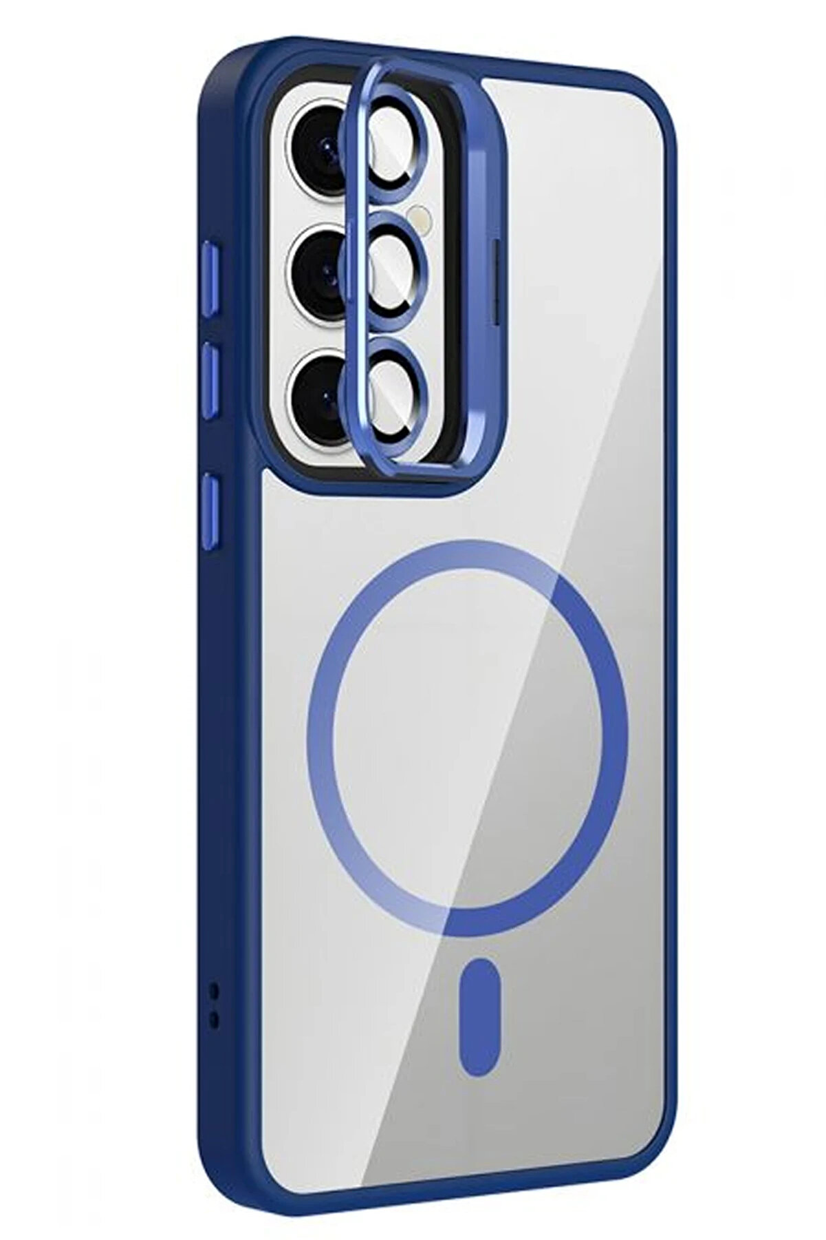 Buti̇k Harmonyaura Samsung Galaxy S24 Fe Remi̇m Lensli̇ Magsafe Standlı Kapak - Laci̇vert