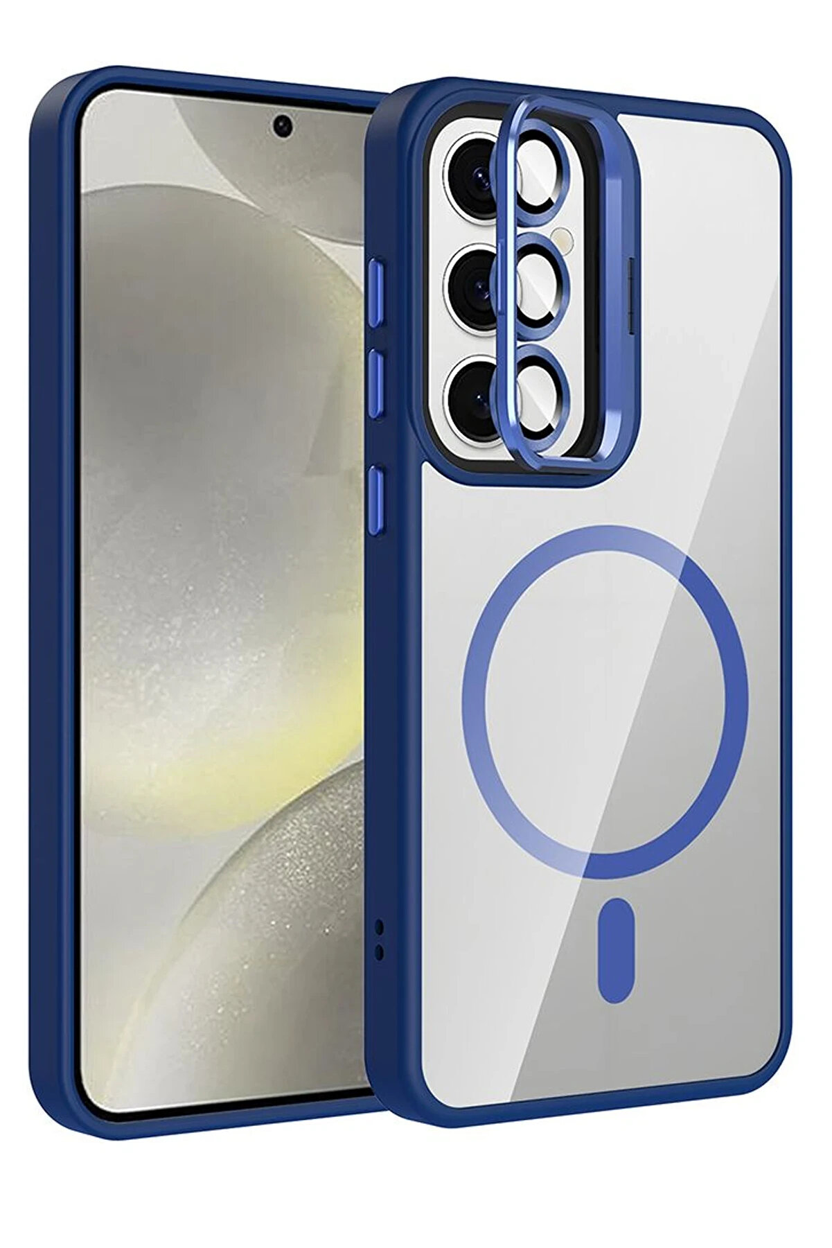 Buti̇k Harmonyaura Samsung Galaxy S24 Fe Remi̇m Lensli̇ Magsafe Standlı Kapak - Laci̇vert